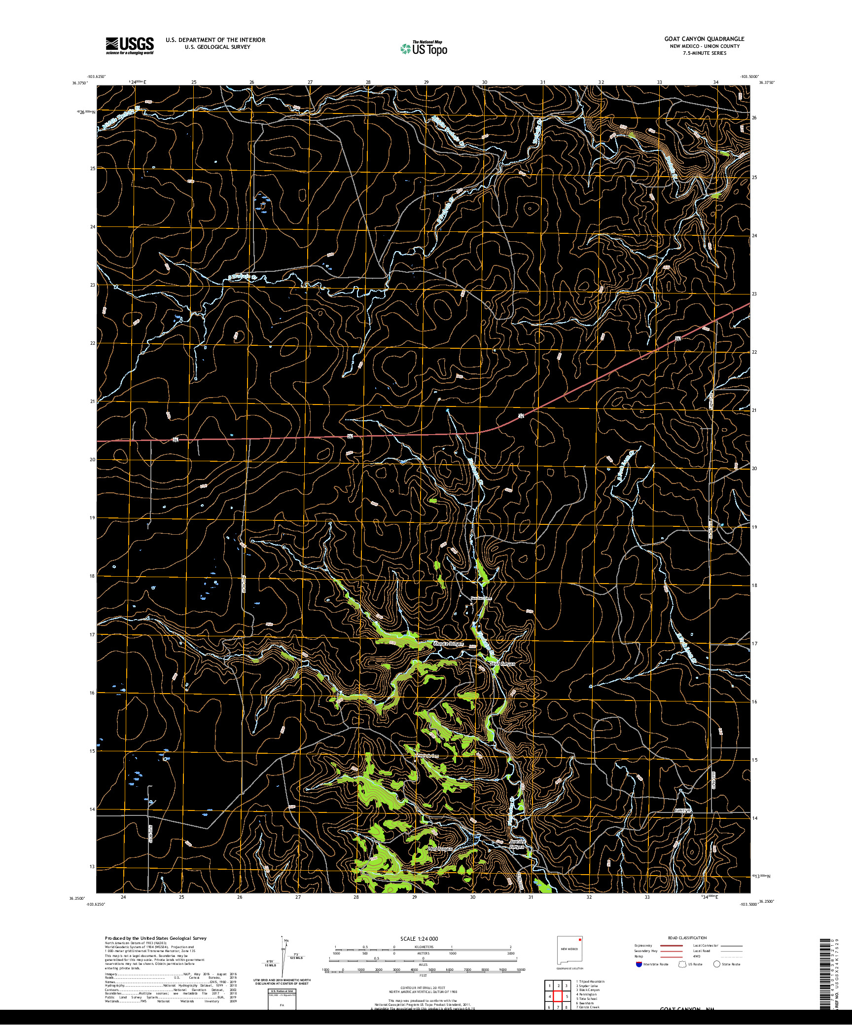 USGS US TOPO 7.5-MINUTE MAP FOR GOAT CANYON, NM 2020