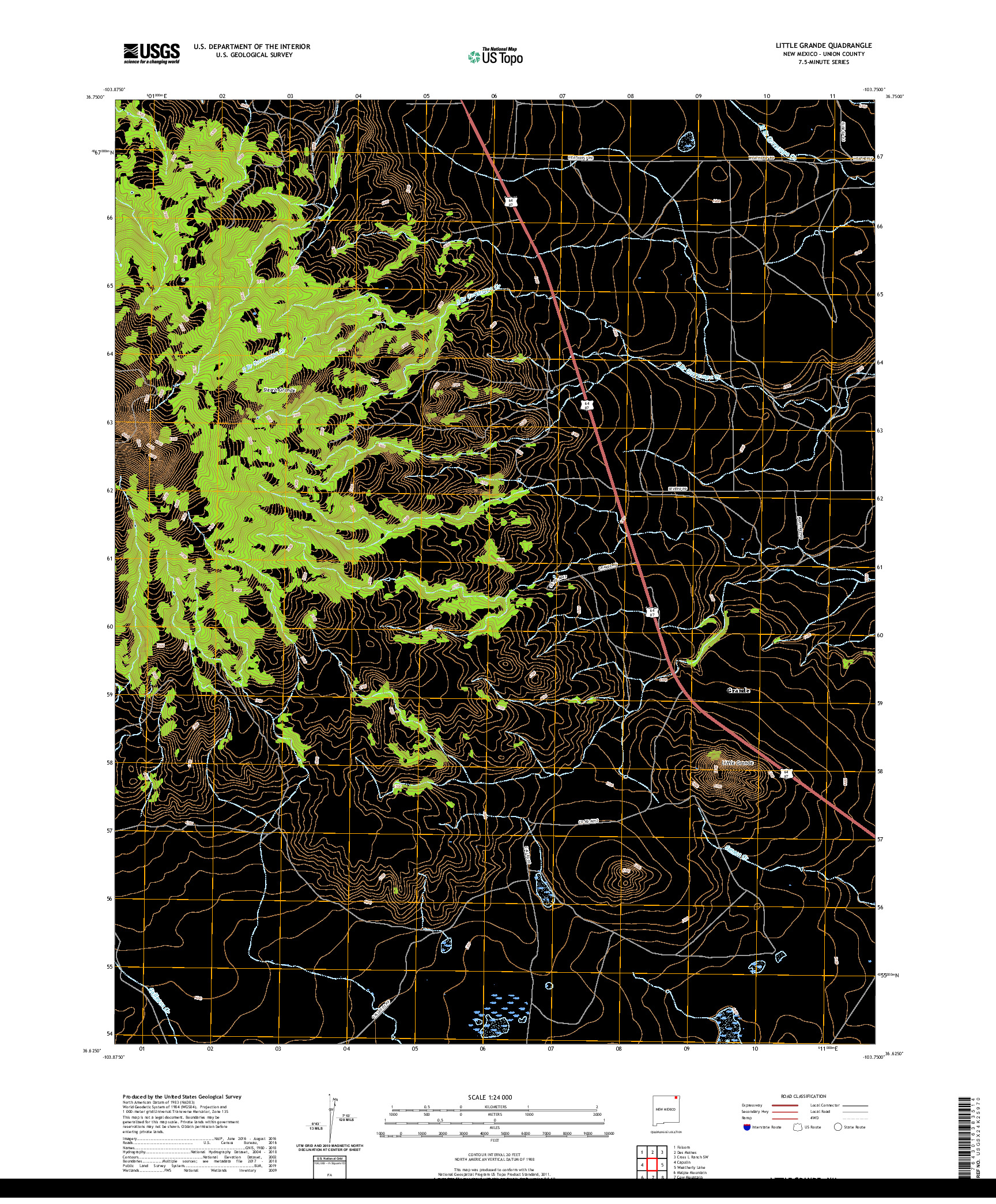 USGS US TOPO 7.5-MINUTE MAP FOR LITTLE GRANDE, NM 2020