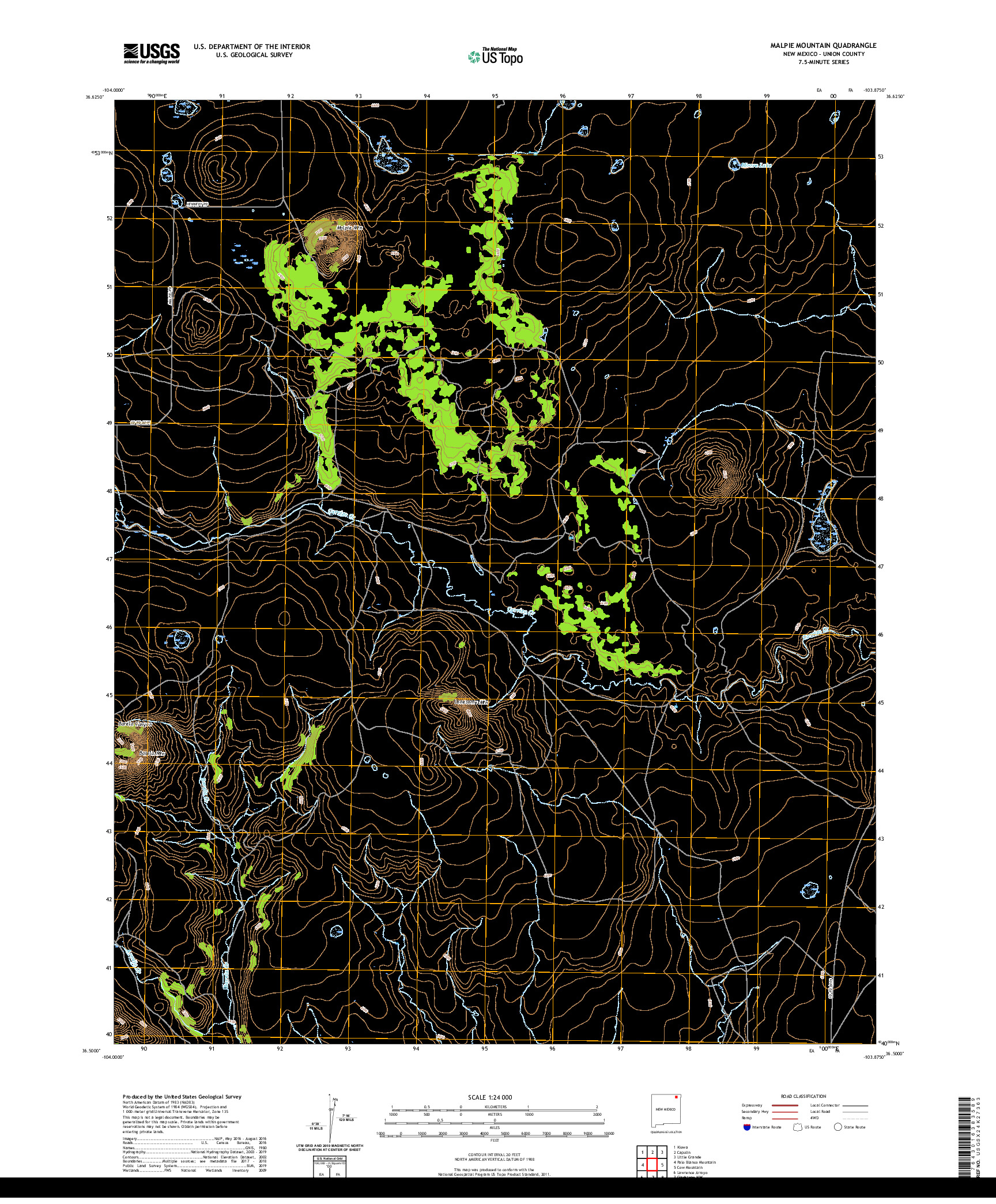 USGS US TOPO 7.5-MINUTE MAP FOR MALPIE MOUNTAIN, NM 2020