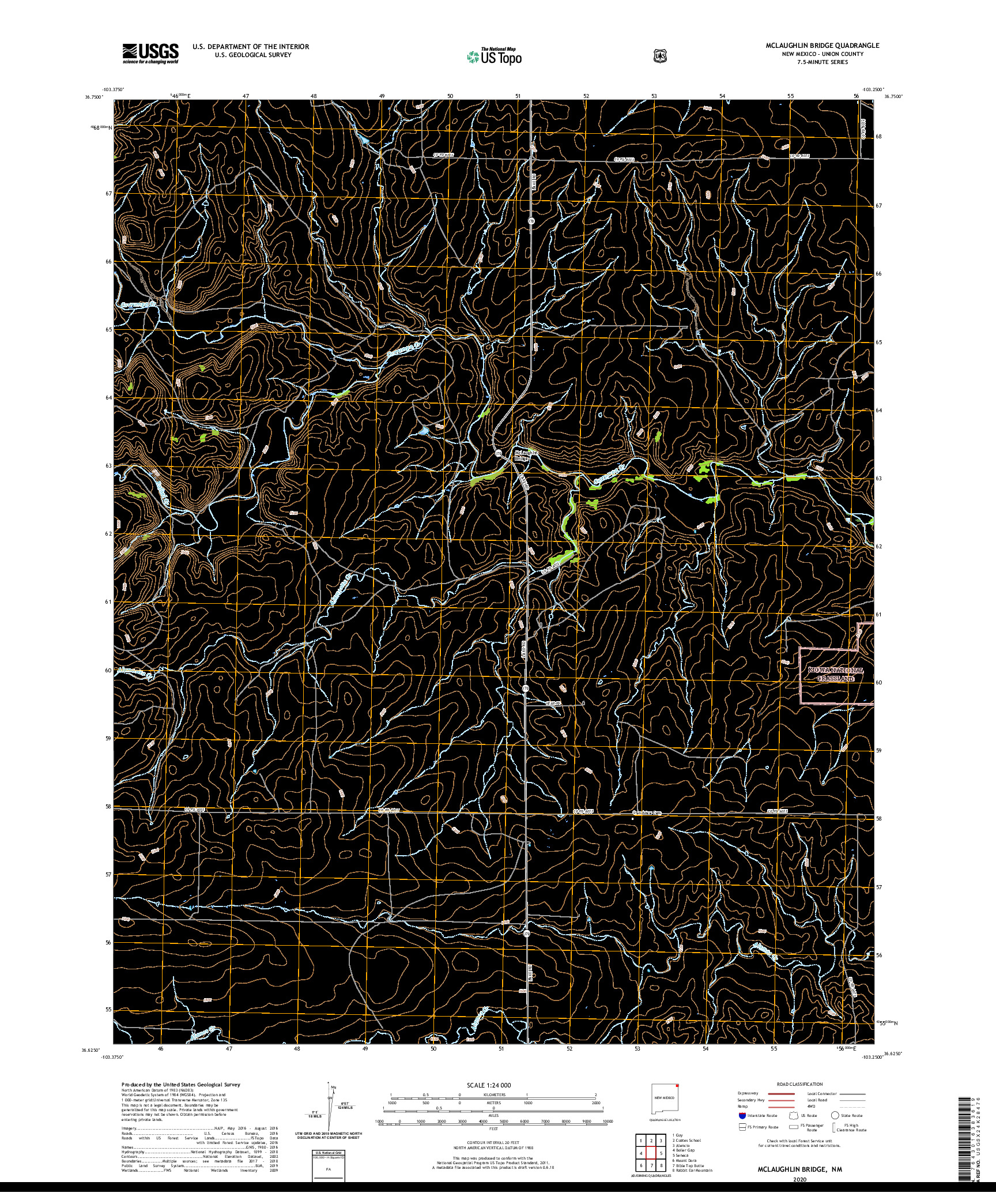 USGS US TOPO 7.5-MINUTE MAP FOR MCLAUGHLIN BRIDGE, NM 2020