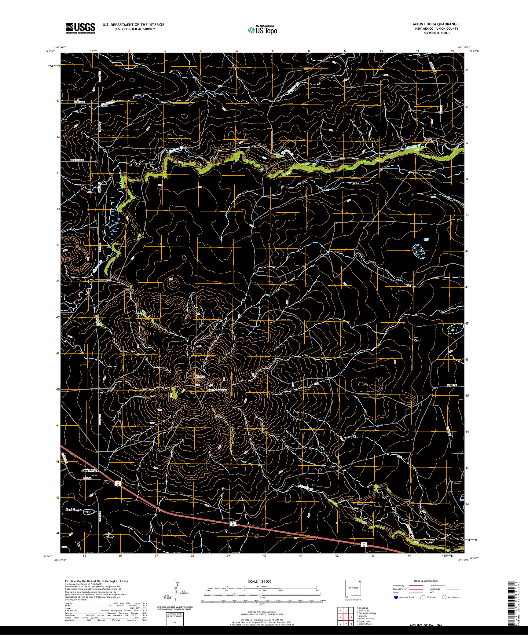 USGS US TOPO 7.5-MINUTE MAP FOR MOUNT DORA, NM 2020