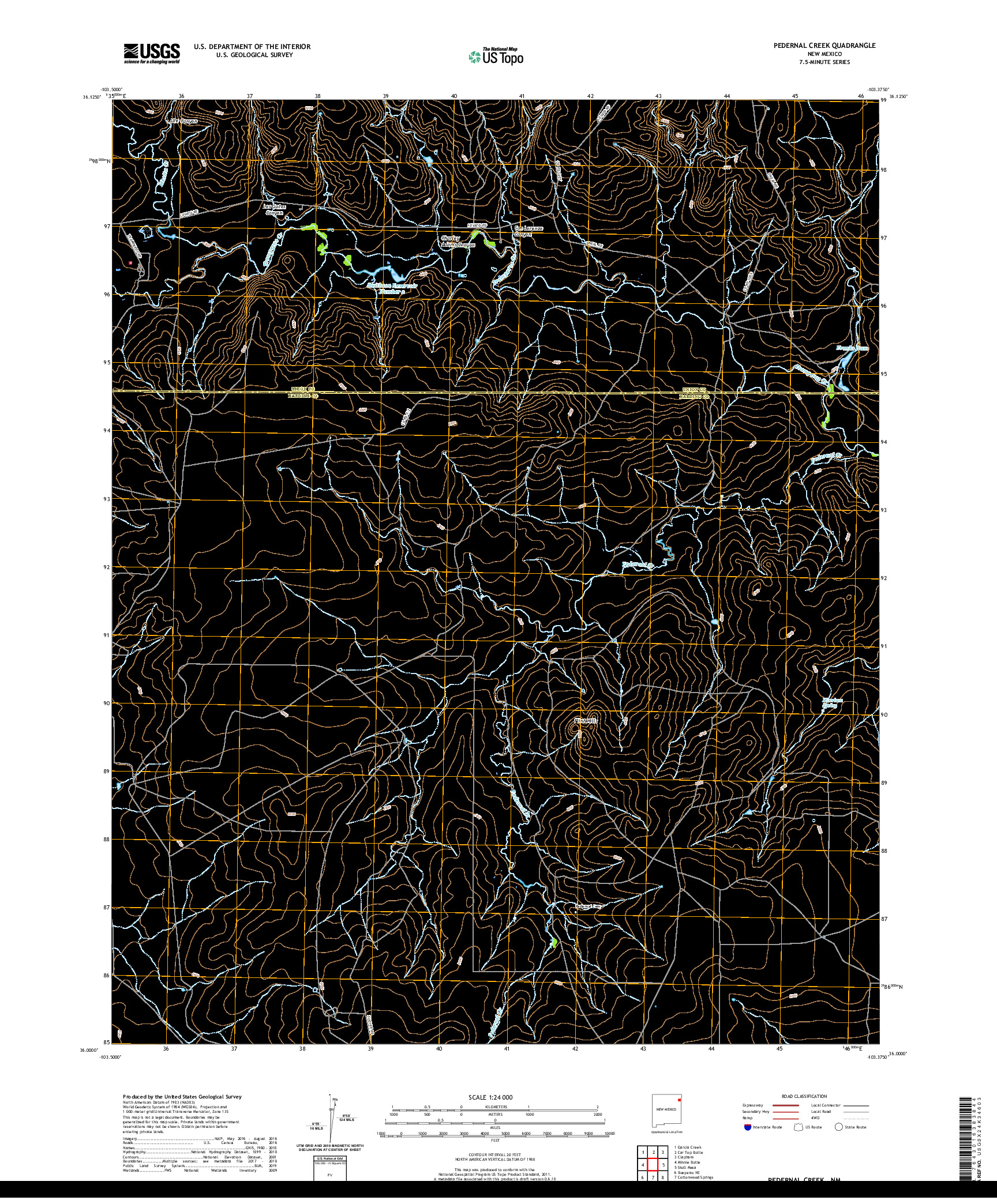 USGS US TOPO 7.5-MINUTE MAP FOR PEDERNAL CREEK, NM 2020