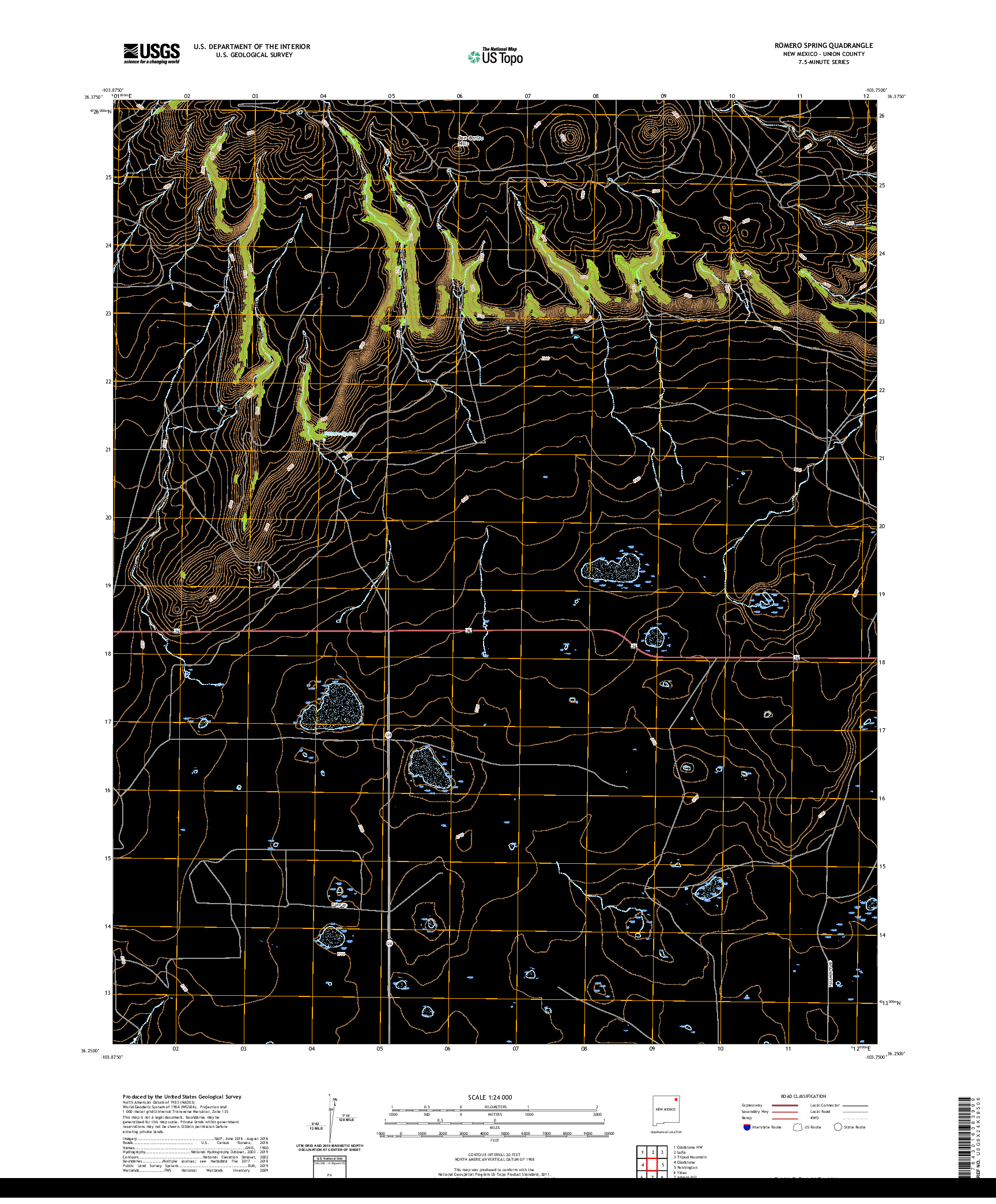 USGS US TOPO 7.5-MINUTE MAP FOR ROMERO SPRING, NM 2020