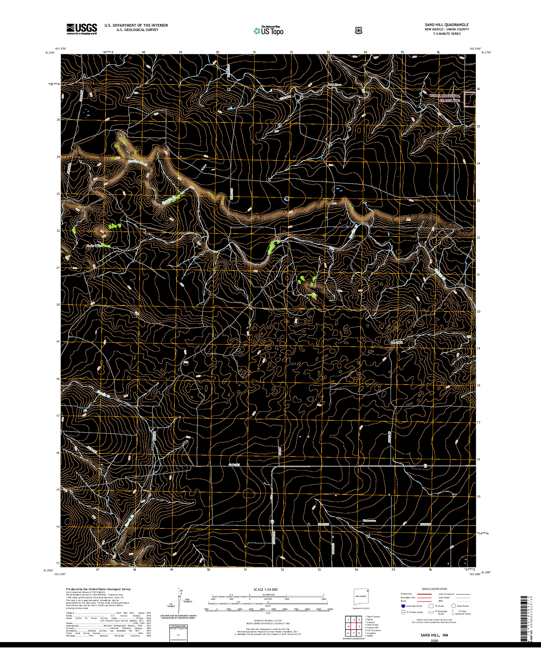 USGS US TOPO 7.5-MINUTE MAP FOR SAND HILL, NM 2020