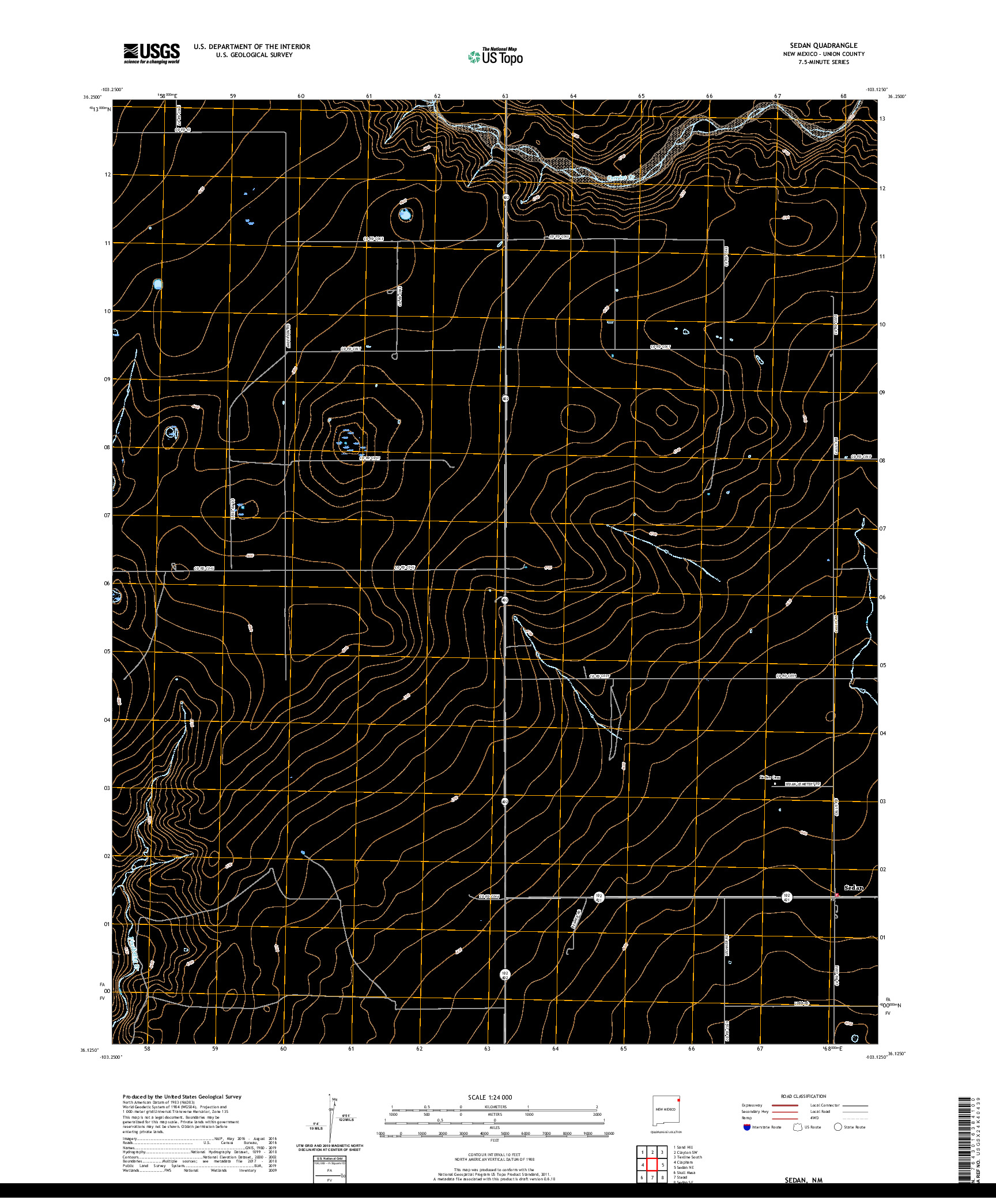 USGS US TOPO 7.5-MINUTE MAP FOR SEDAN, NM 2020