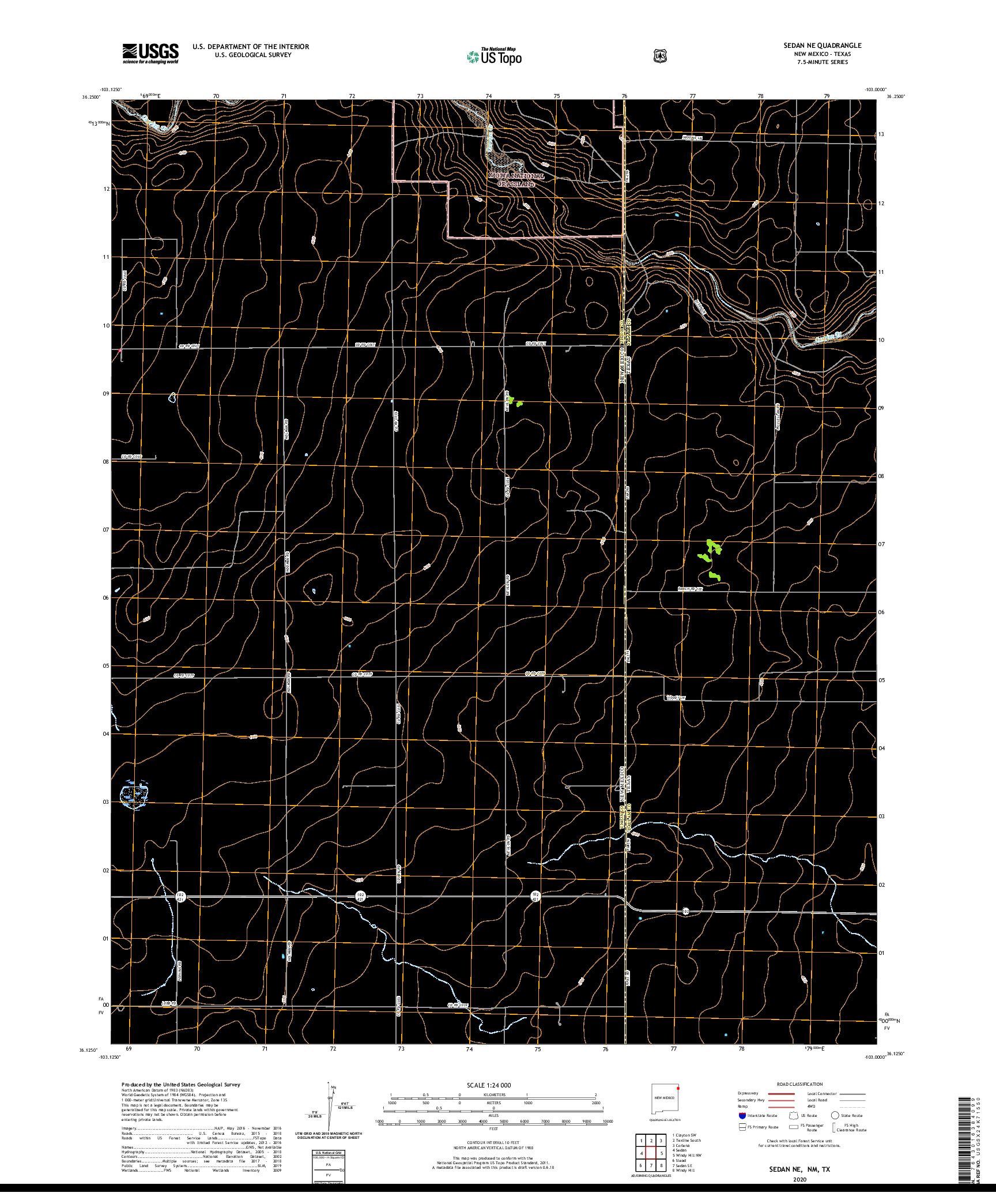 USGS US TOPO 7.5-MINUTE MAP FOR SEDAN NE, NM,TX 2020