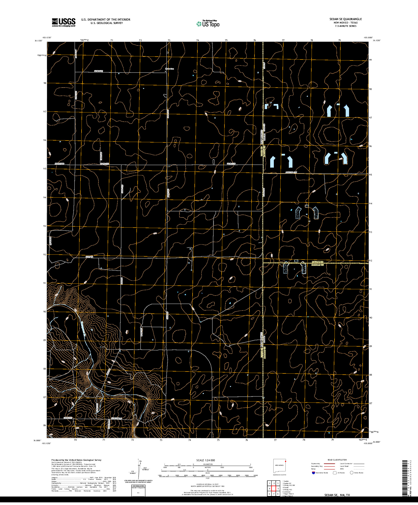 USGS US TOPO 7.5-MINUTE MAP FOR SEDAN SE, NM,TX 2020