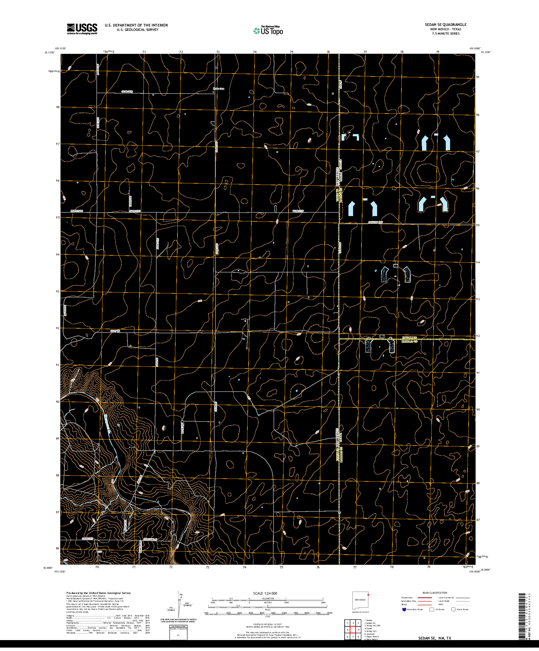 USGS US TOPO 7.5-MINUTE MAP FOR SEDAN SE, NM,TX 2020