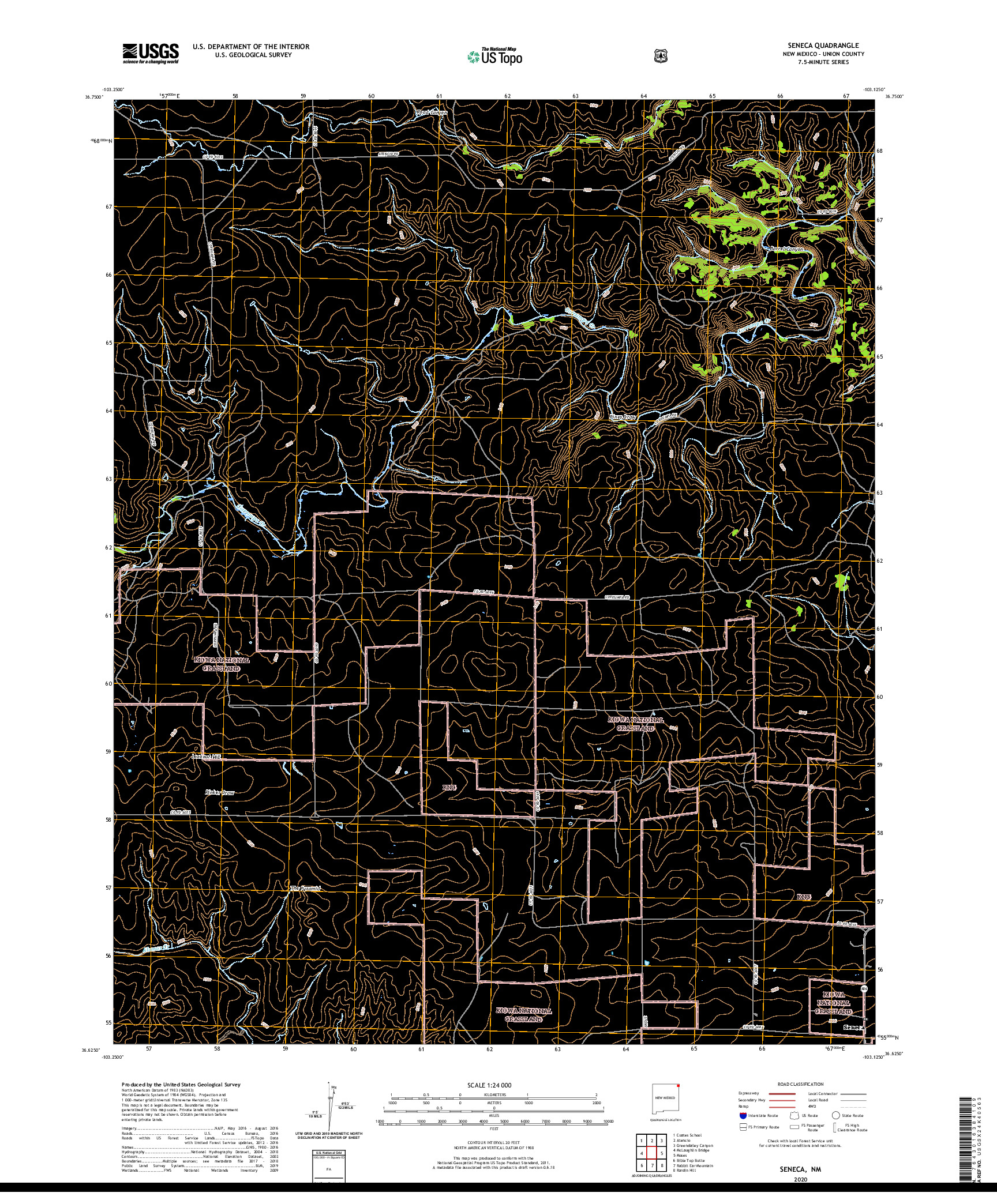 USGS US TOPO 7.5-MINUTE MAP FOR SENECA, NM 2020