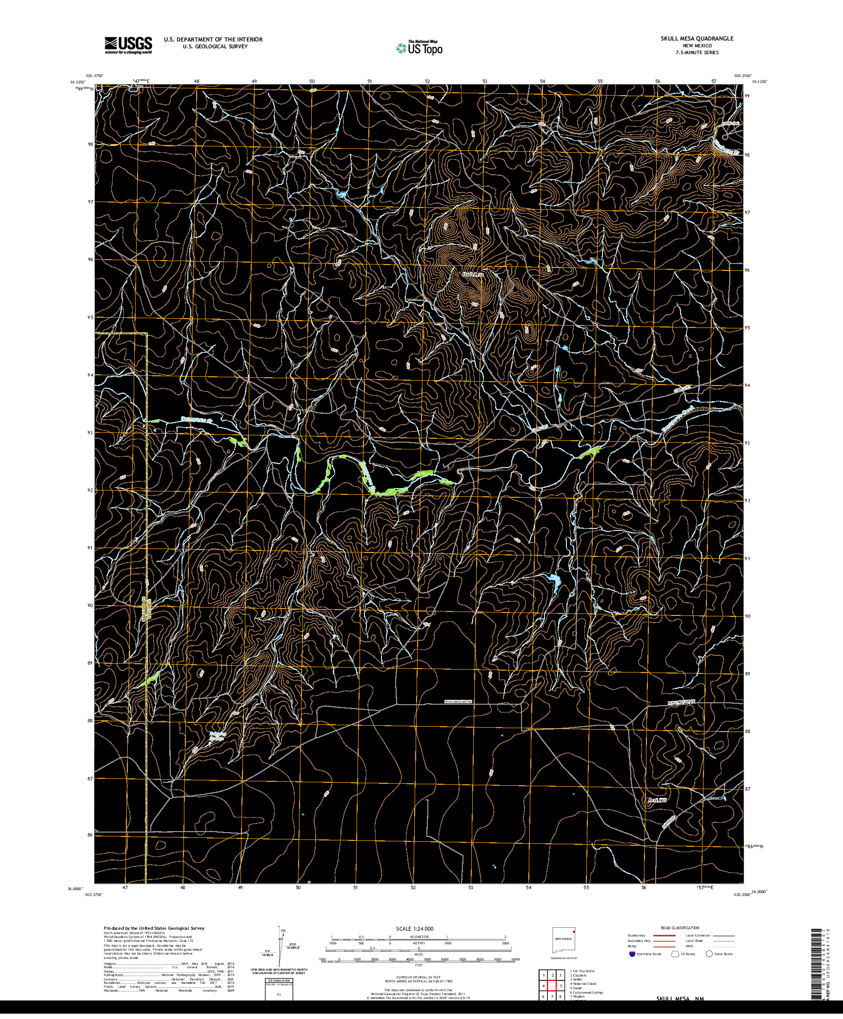 USGS US TOPO 7.5-MINUTE MAP FOR SKULL MESA, NM 2020