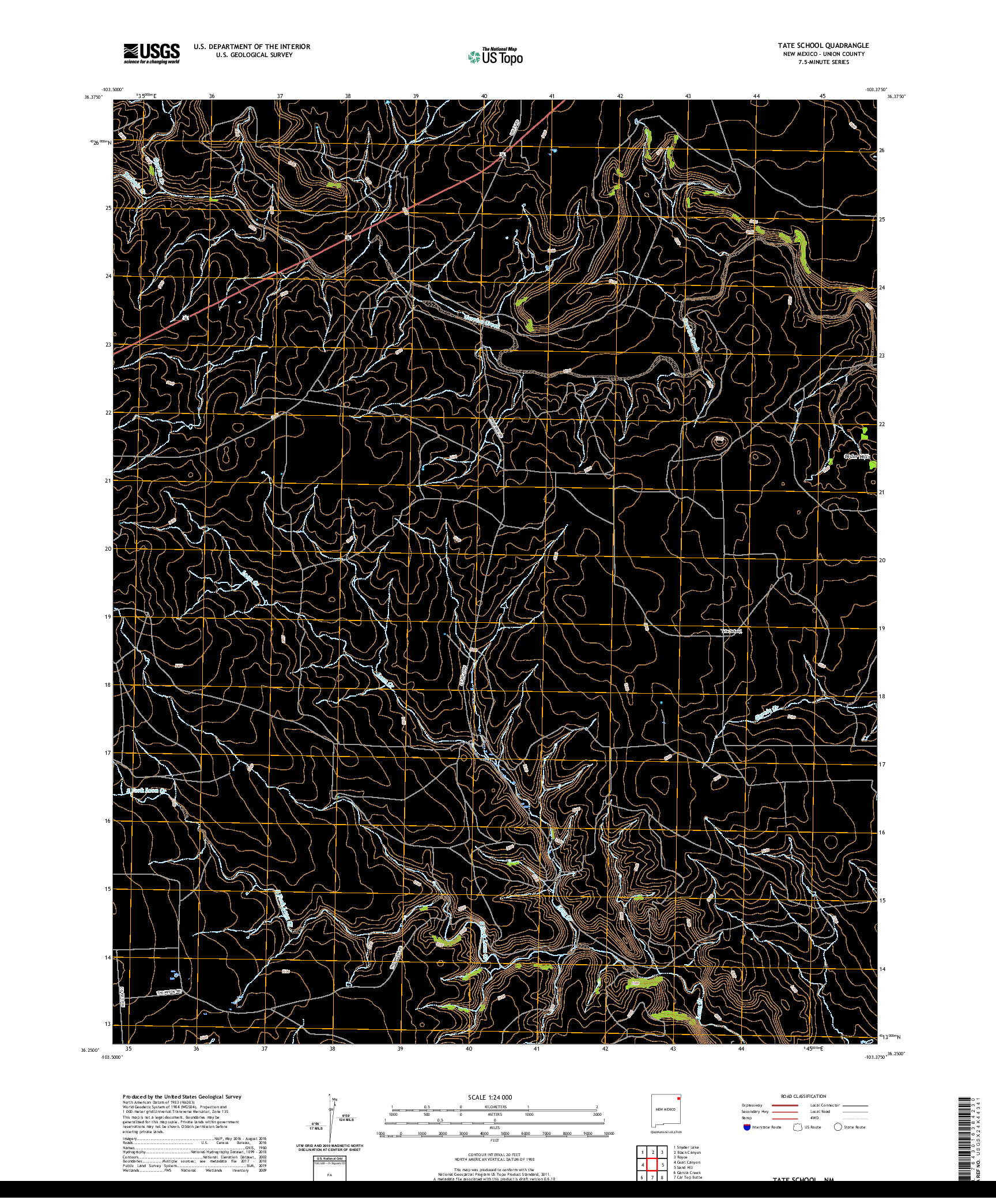 USGS US TOPO 7.5-MINUTE MAP FOR TATE SCHOOL, NM 2020