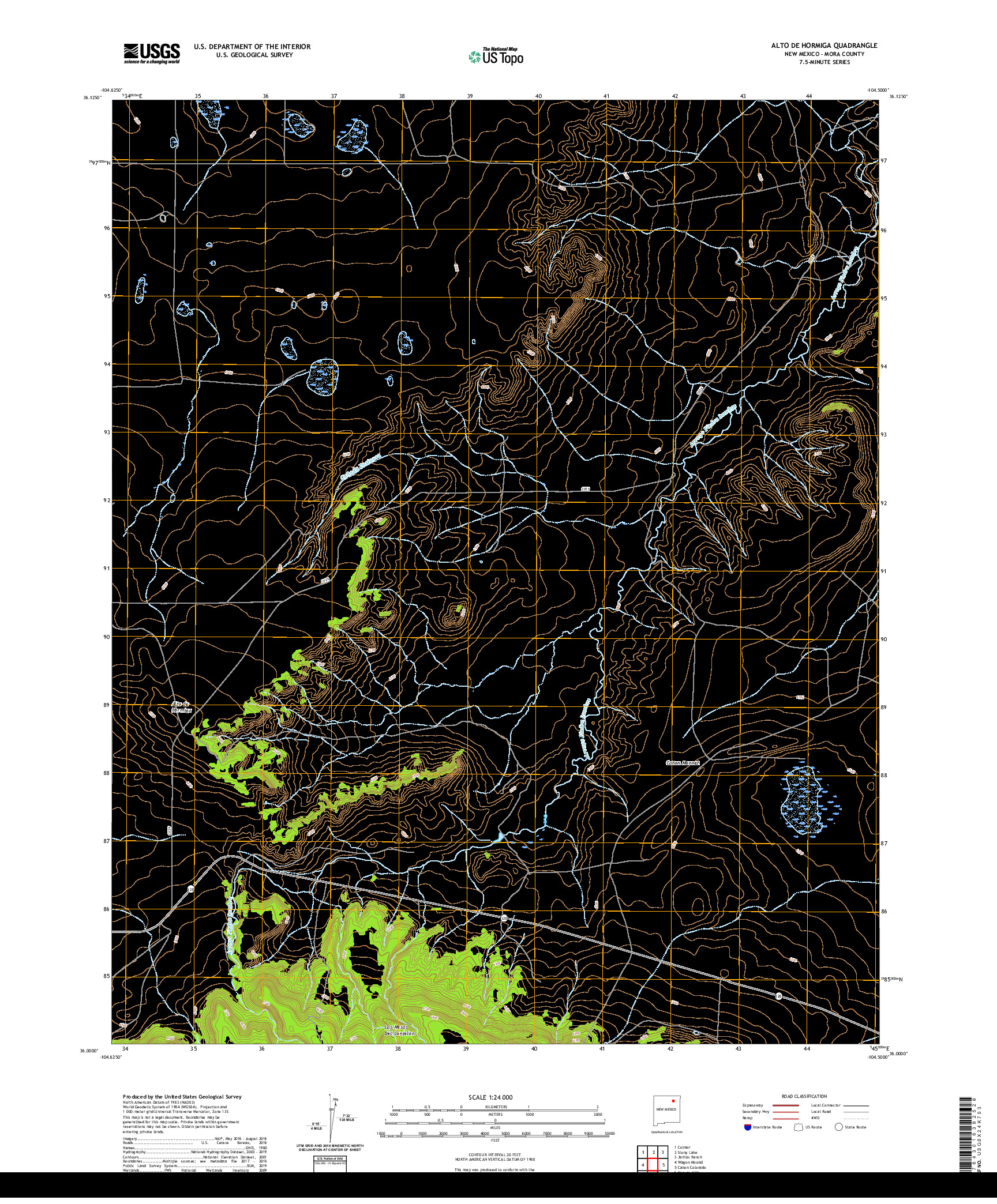 USGS US TOPO 7.5-MINUTE MAP FOR ALTO DE HORMIGA, NM 2020