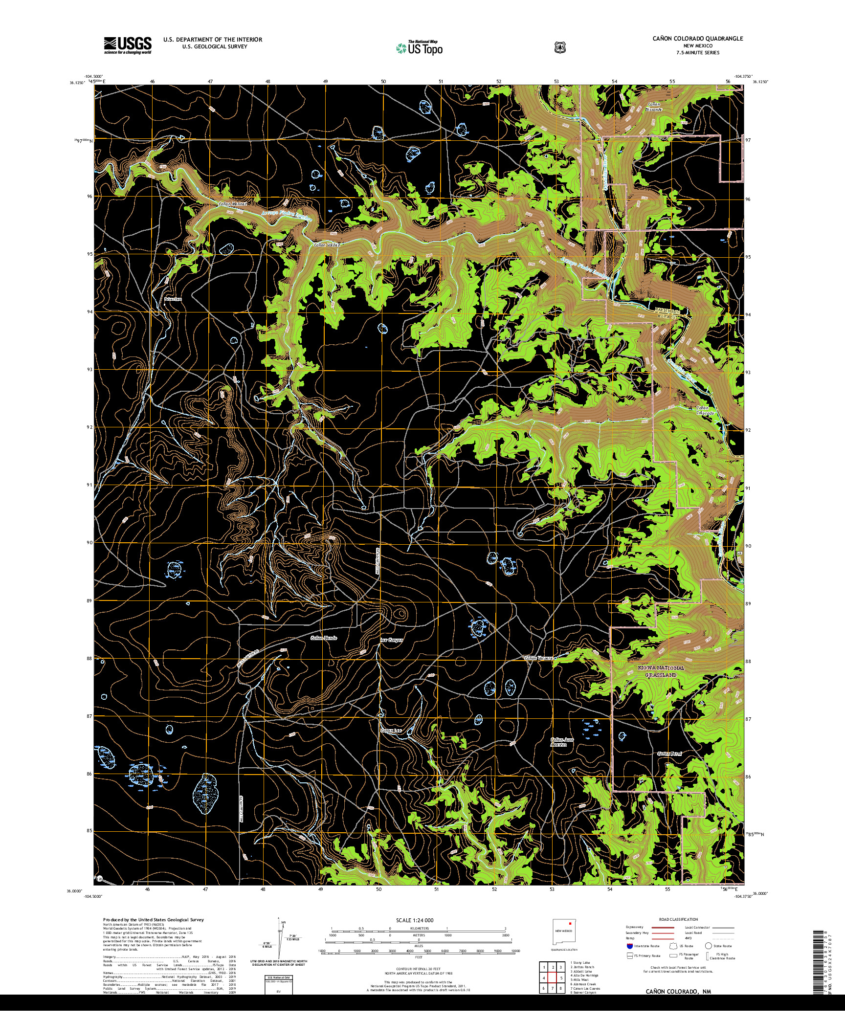 USGS US TOPO 7.5-MINUTE MAP FOR CANON COLORADO, NM 2020