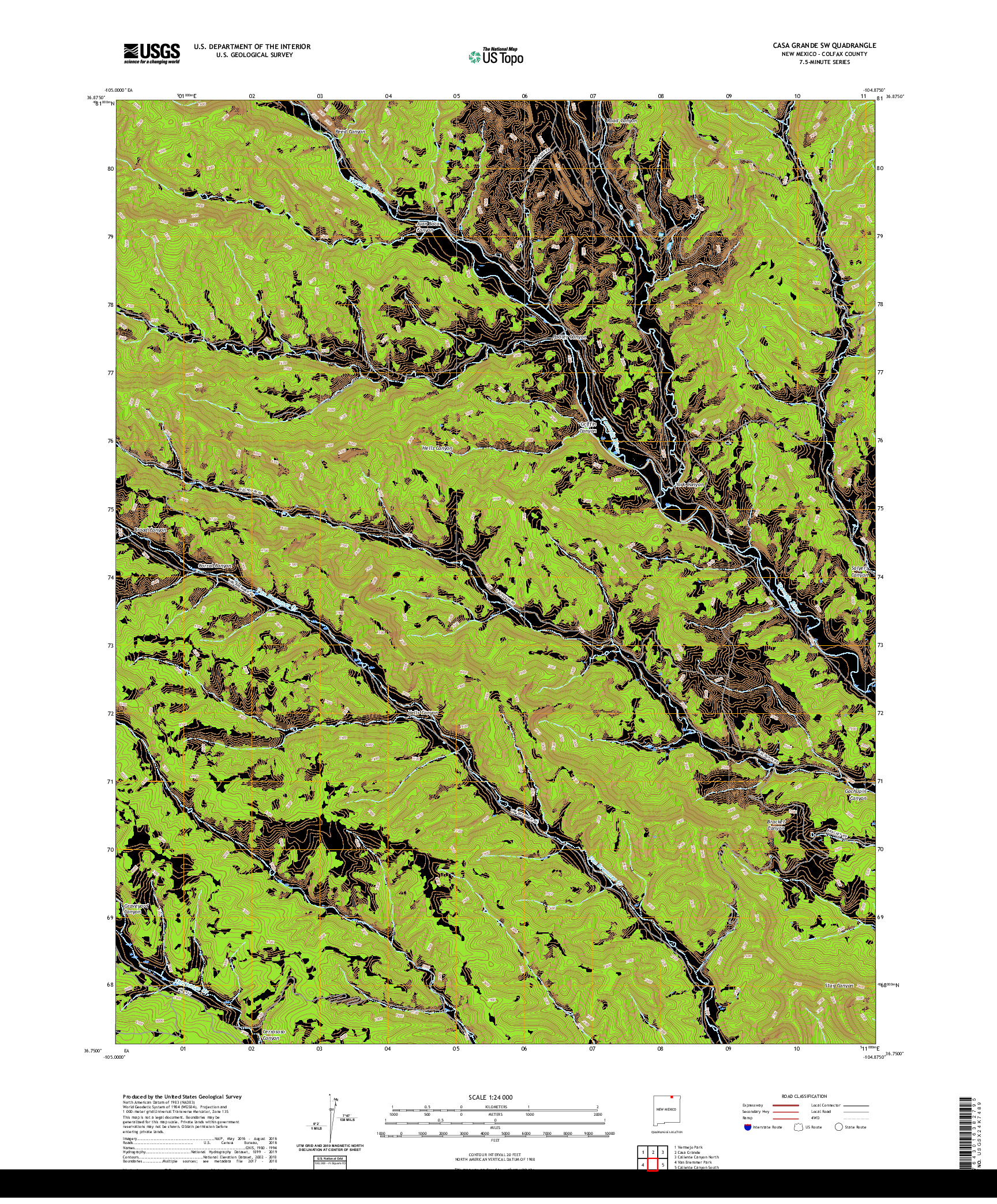 USGS US TOPO 7.5-MINUTE MAP FOR CASA GRANDE SW, NM 2020