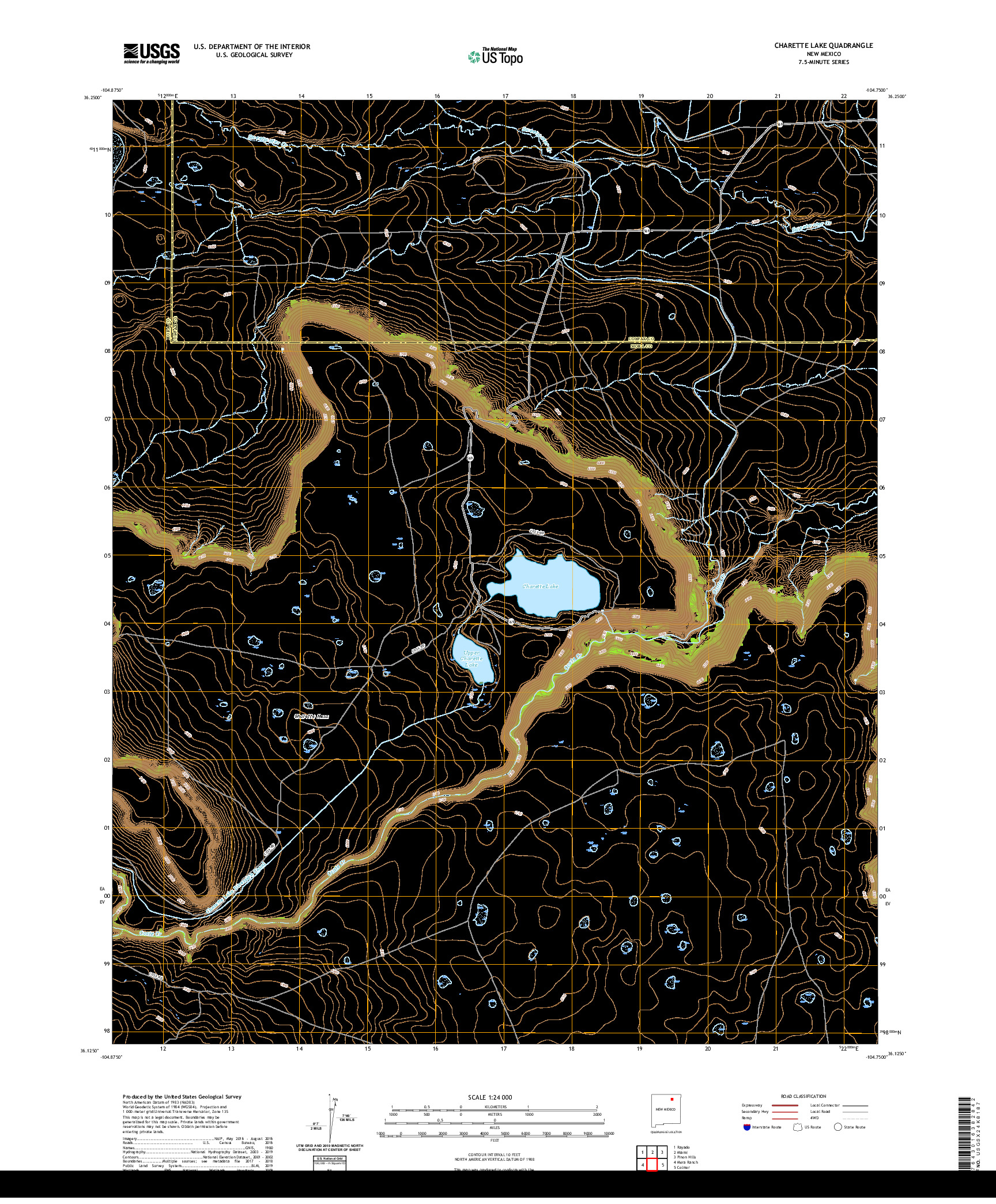 USGS US TOPO 7.5-MINUTE MAP FOR CHARETTE LAKE, NM 2020