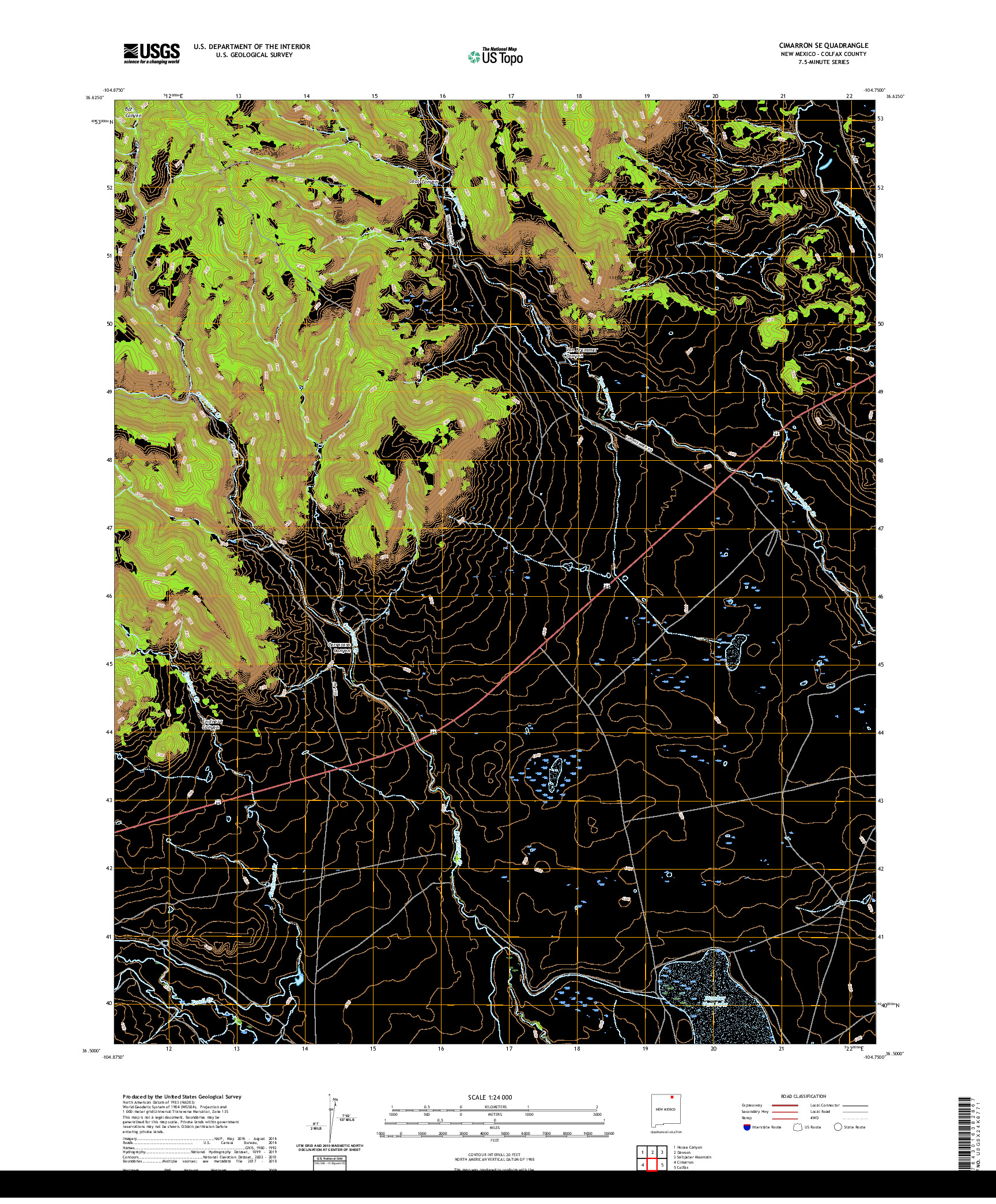 USGS US TOPO 7.5-MINUTE MAP FOR CIMARRON SE, NM 2020