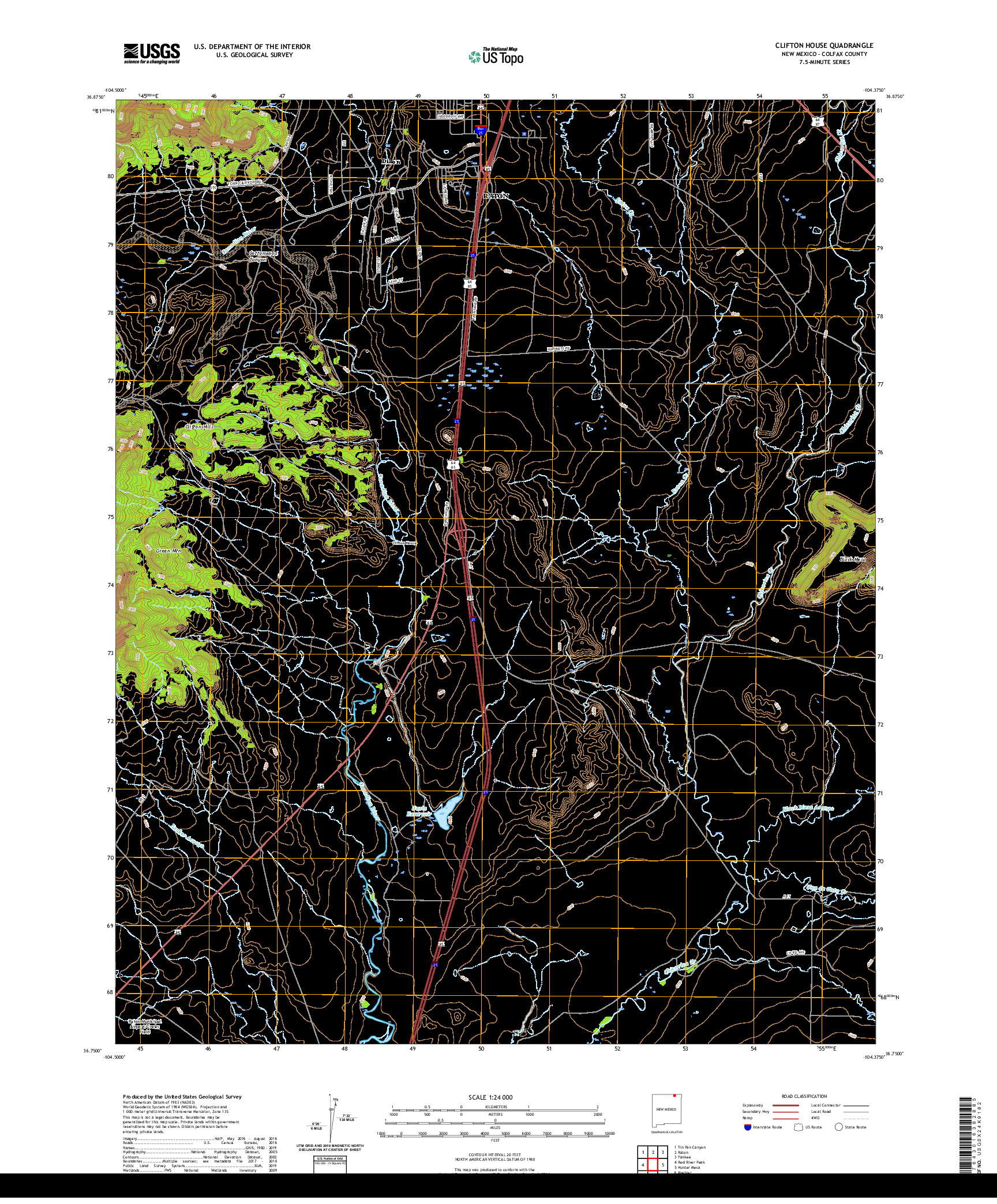 USGS US TOPO 7.5-MINUTE MAP FOR CLIFTON HOUSE, NM 2020