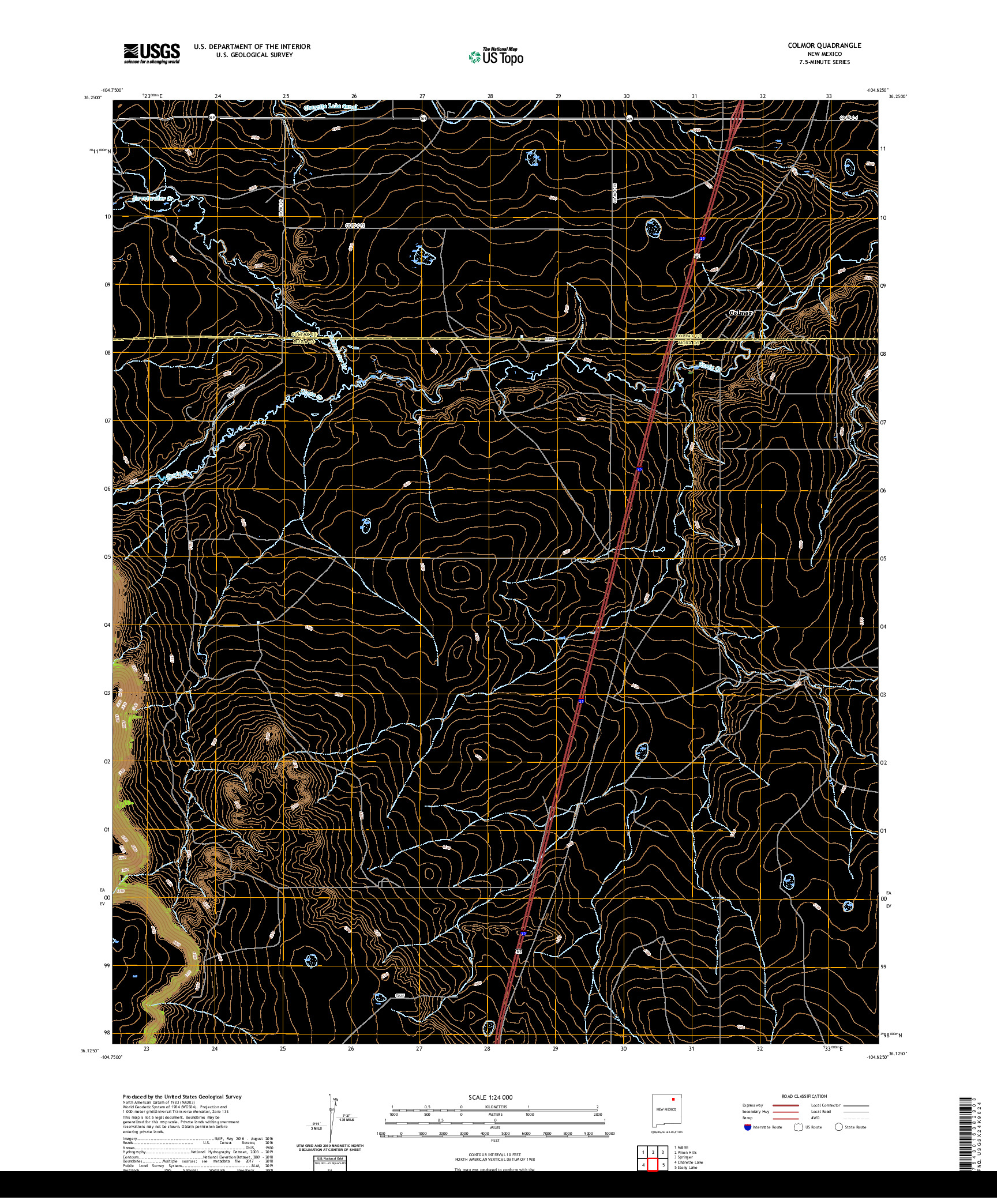 USGS US TOPO 7.5-MINUTE MAP FOR COLMOR, NM 2020