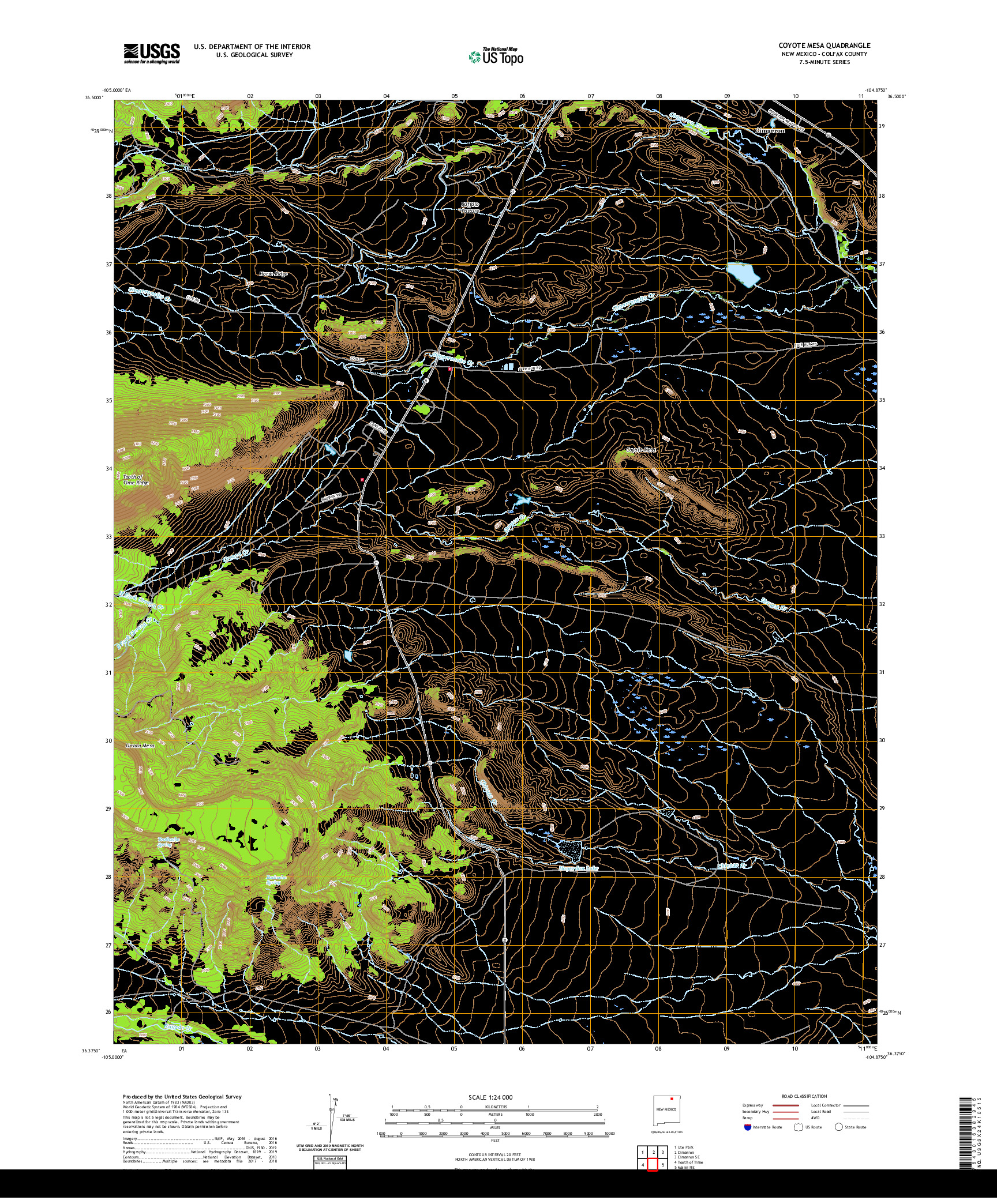 USGS US TOPO 7.5-MINUTE MAP FOR COYOTE MESA, NM 2020