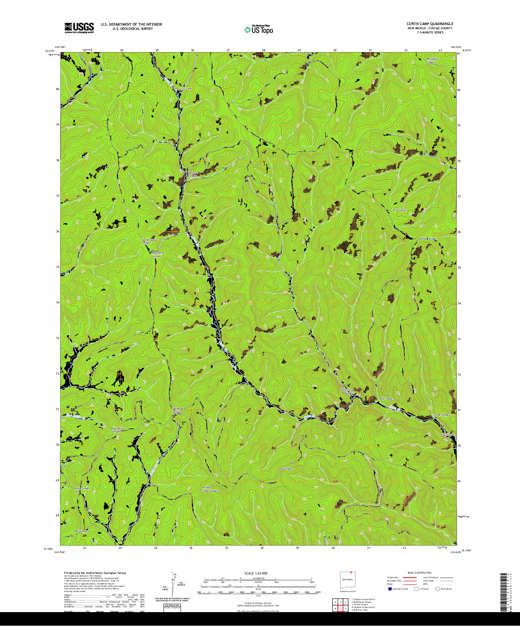 USGS US TOPO 7.5-MINUTE MAP FOR CURTIS CAMP, NM 2020