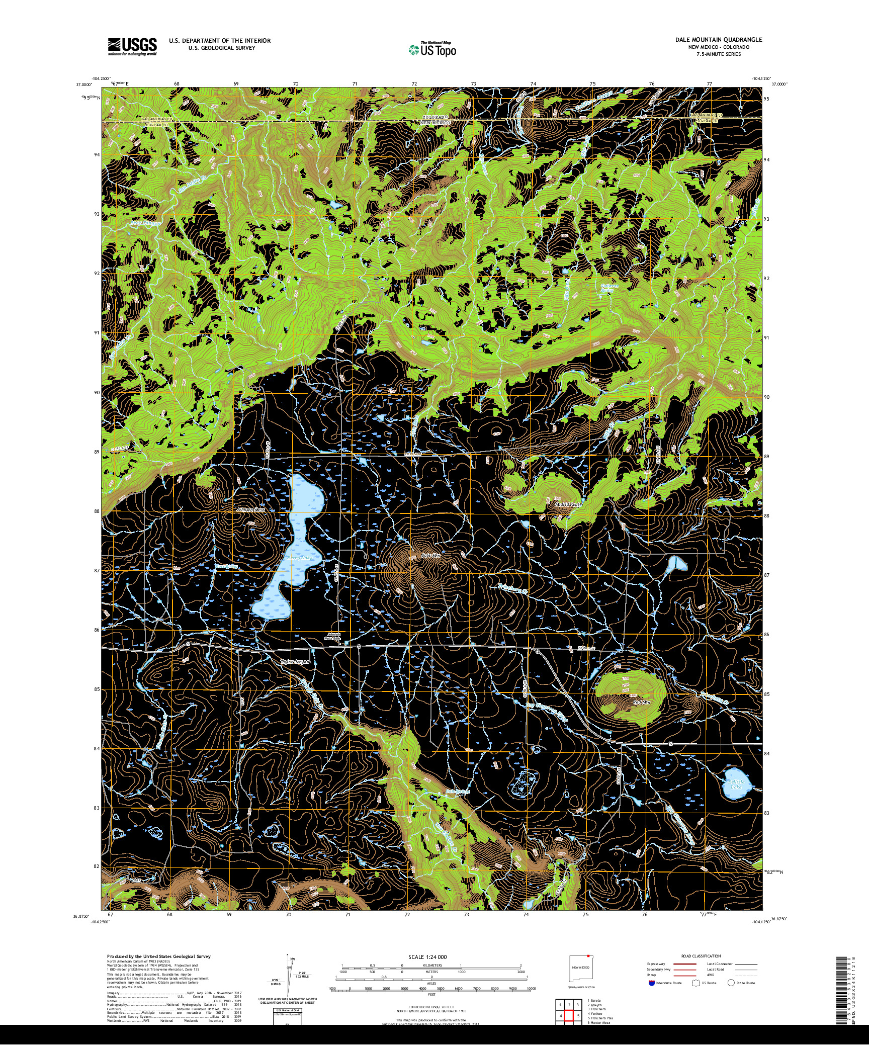 USGS US TOPO 7.5-MINUTE MAP FOR DALE MOUNTAIN, NM,CO 2020