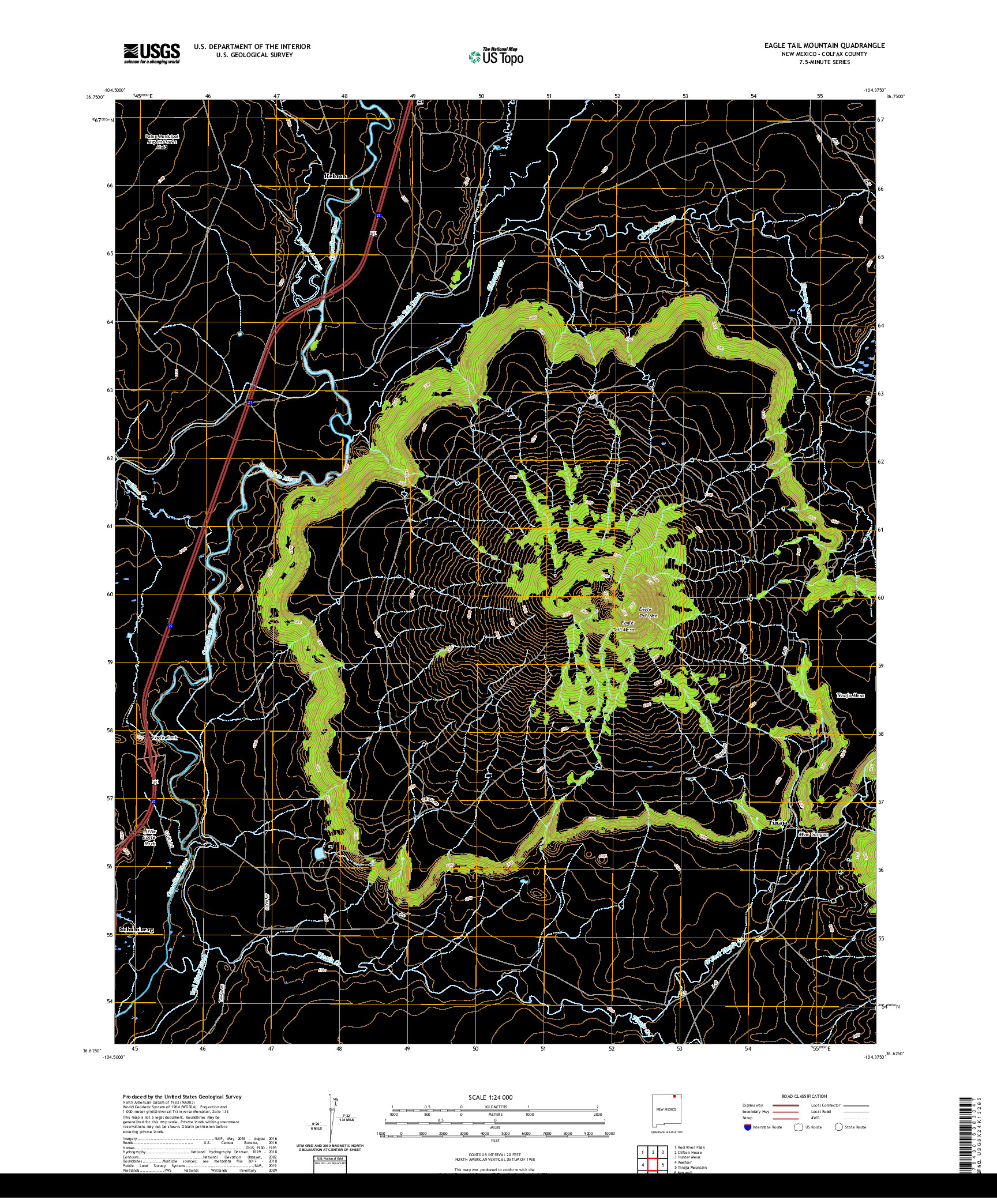 USGS US TOPO 7.5-MINUTE MAP FOR EAGLE TAIL MOUNTAIN, NM 2020