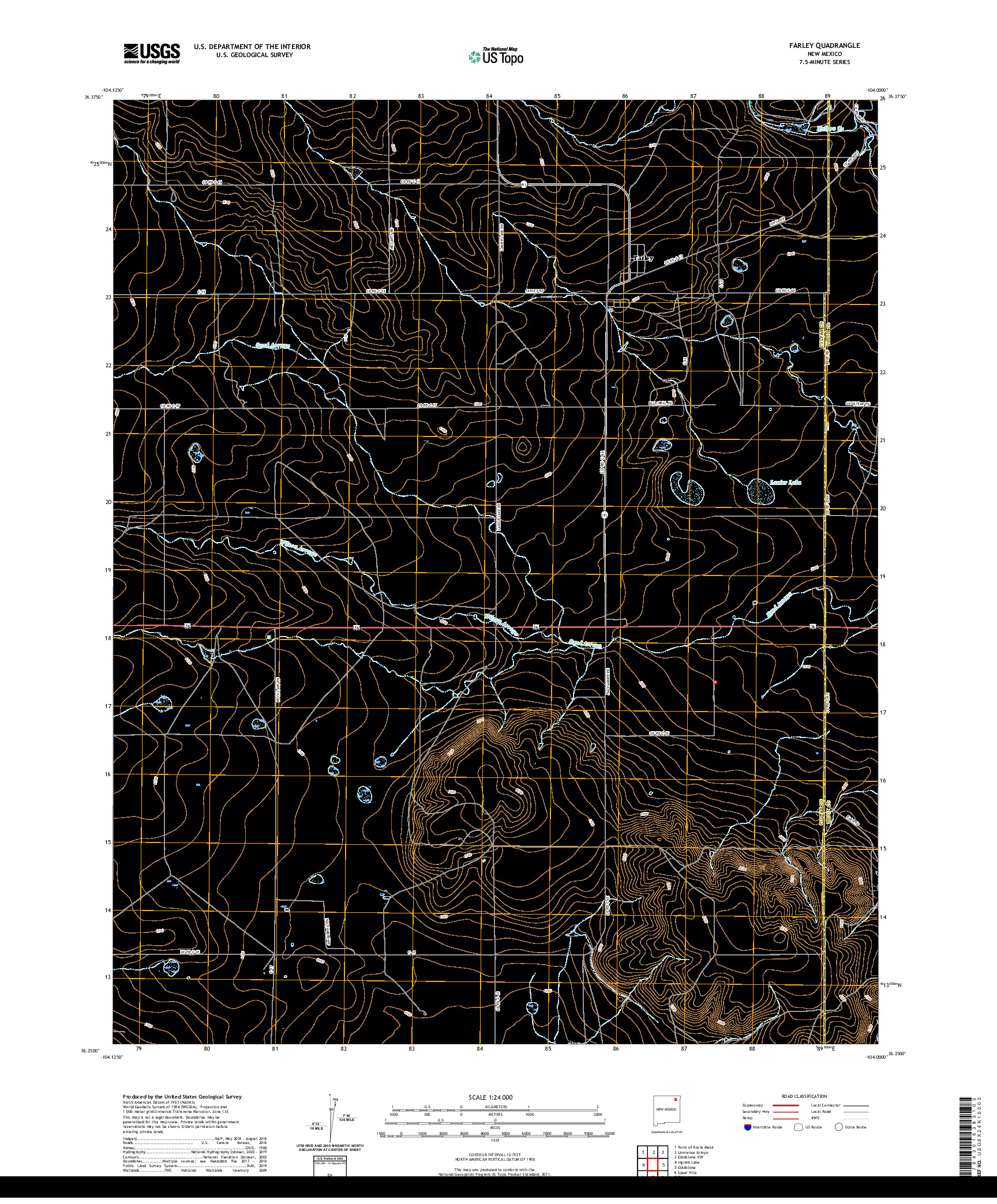 USGS US TOPO 7.5-MINUTE MAP FOR FARLEY, NM 2020