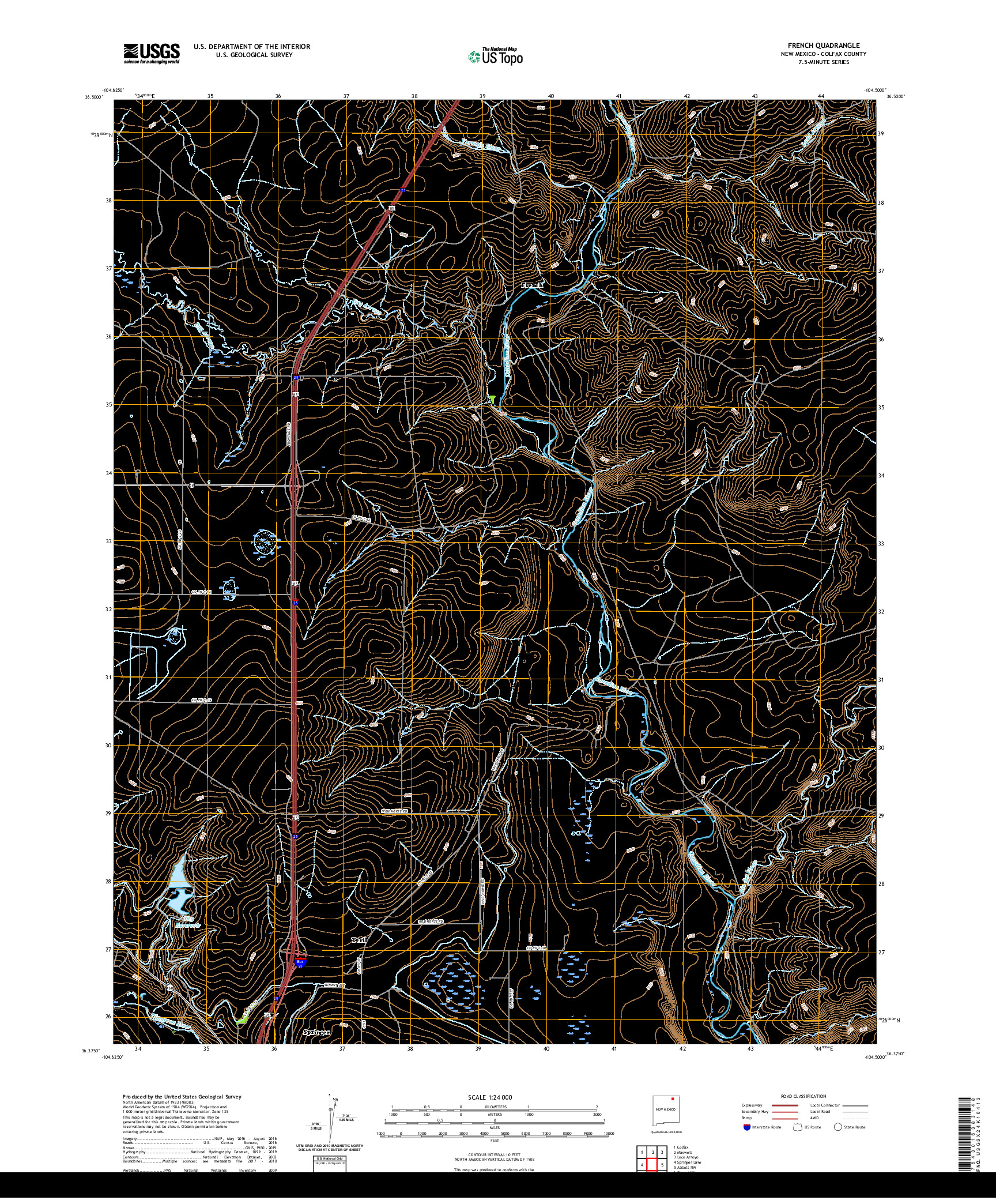USGS US TOPO 7.5-MINUTE MAP FOR FRENCH, NM 2020