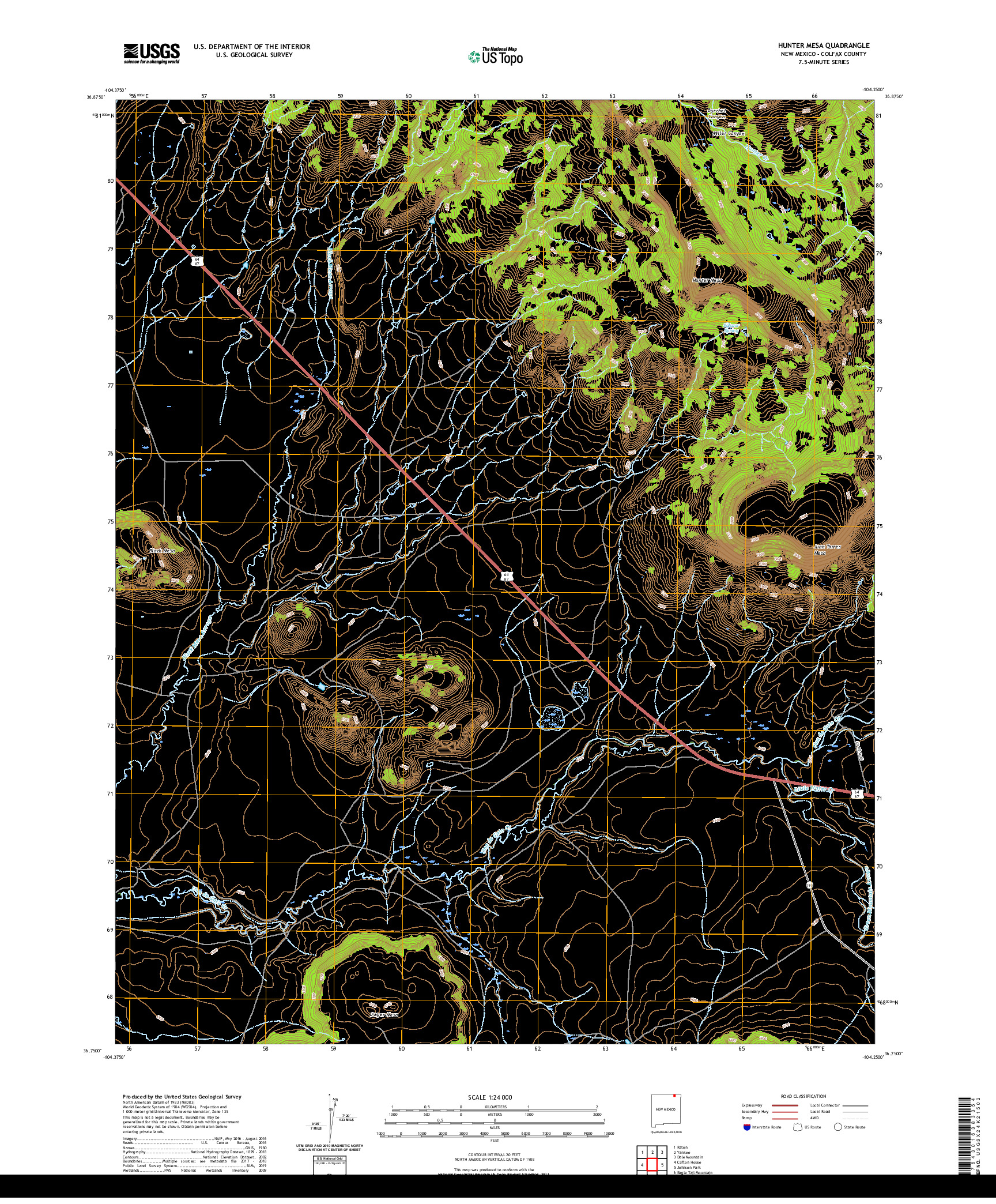 USGS US TOPO 7.5-MINUTE MAP FOR HUNTER MESA, NM 2020