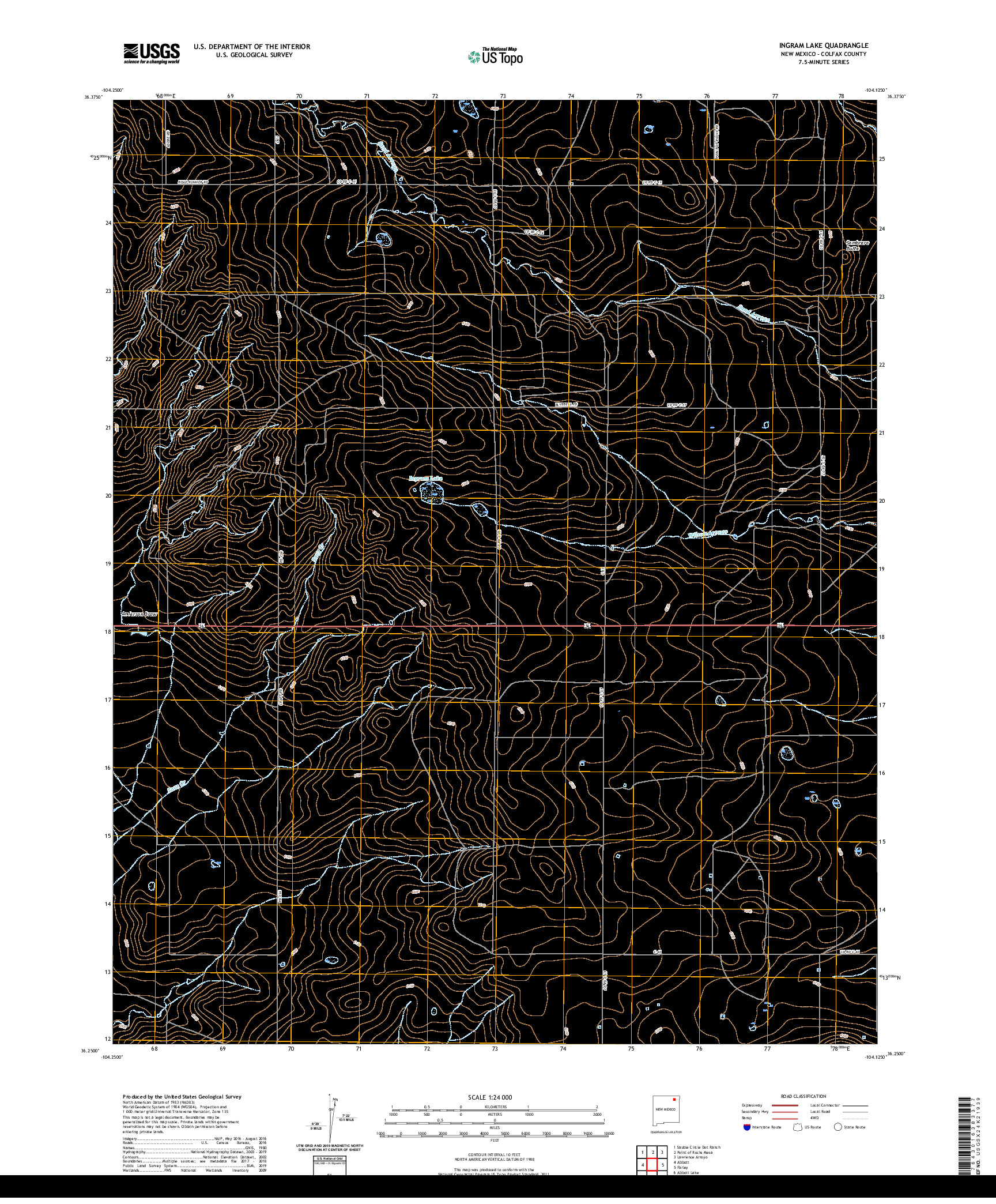 USGS US TOPO 7.5-MINUTE MAP FOR INGRAM LAKE, NM 2020