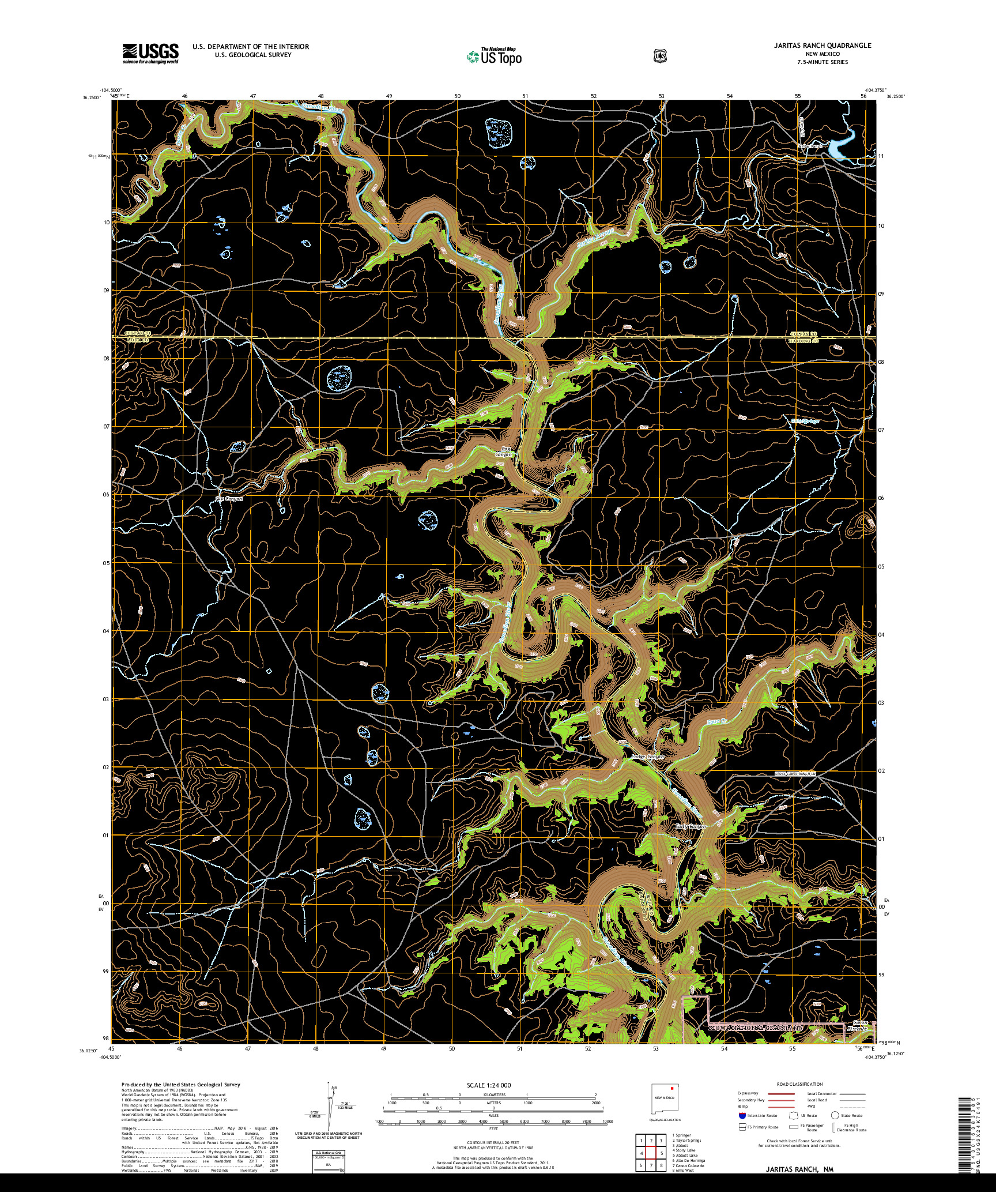 USGS US TOPO 7.5-MINUTE MAP FOR JARITAS RANCH, NM 2020