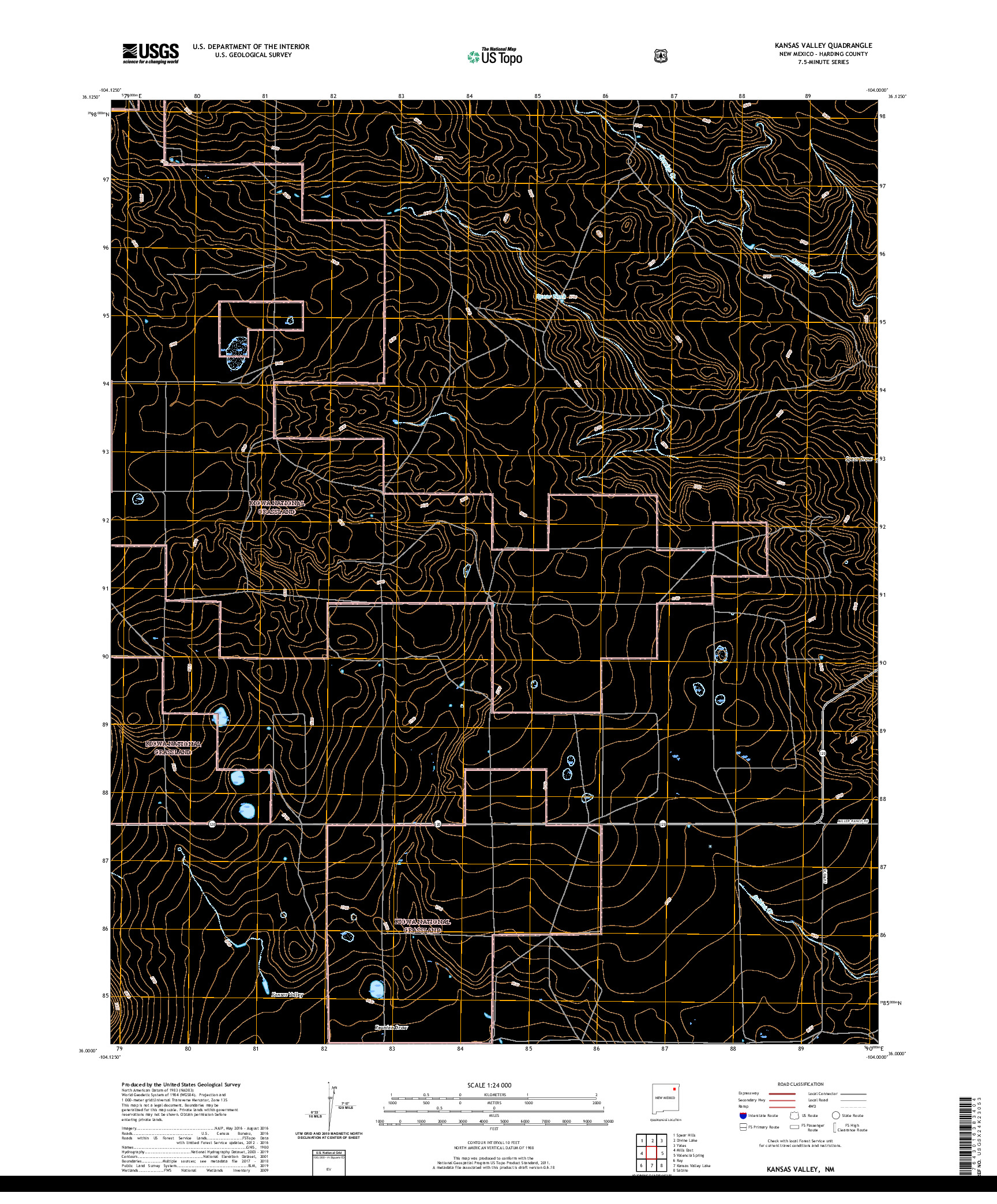 USGS US TOPO 7.5-MINUTE MAP FOR KANSAS VALLEY, NM 2020
