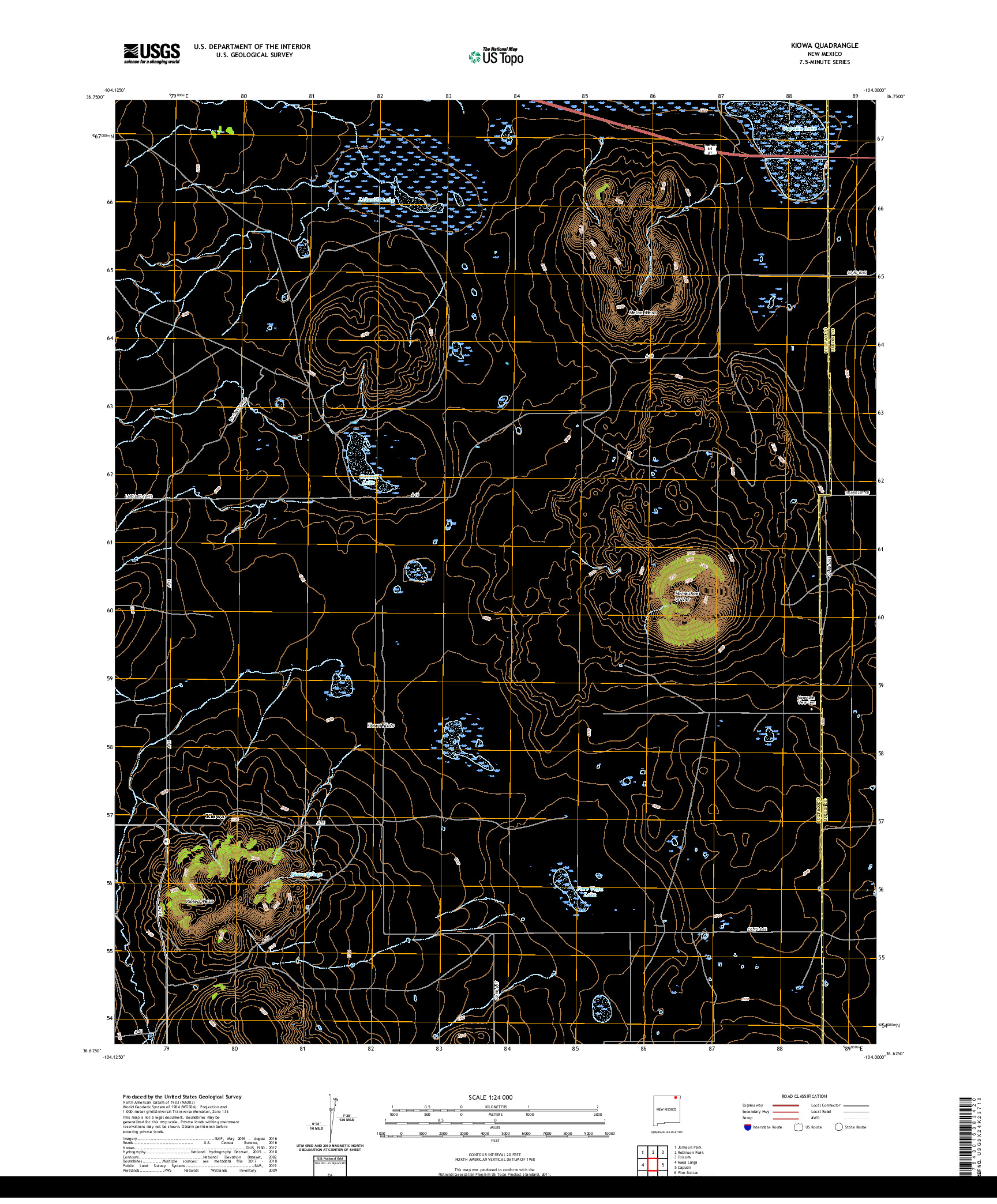 USGS US TOPO 7.5-MINUTE MAP FOR KIOWA, NM 2020