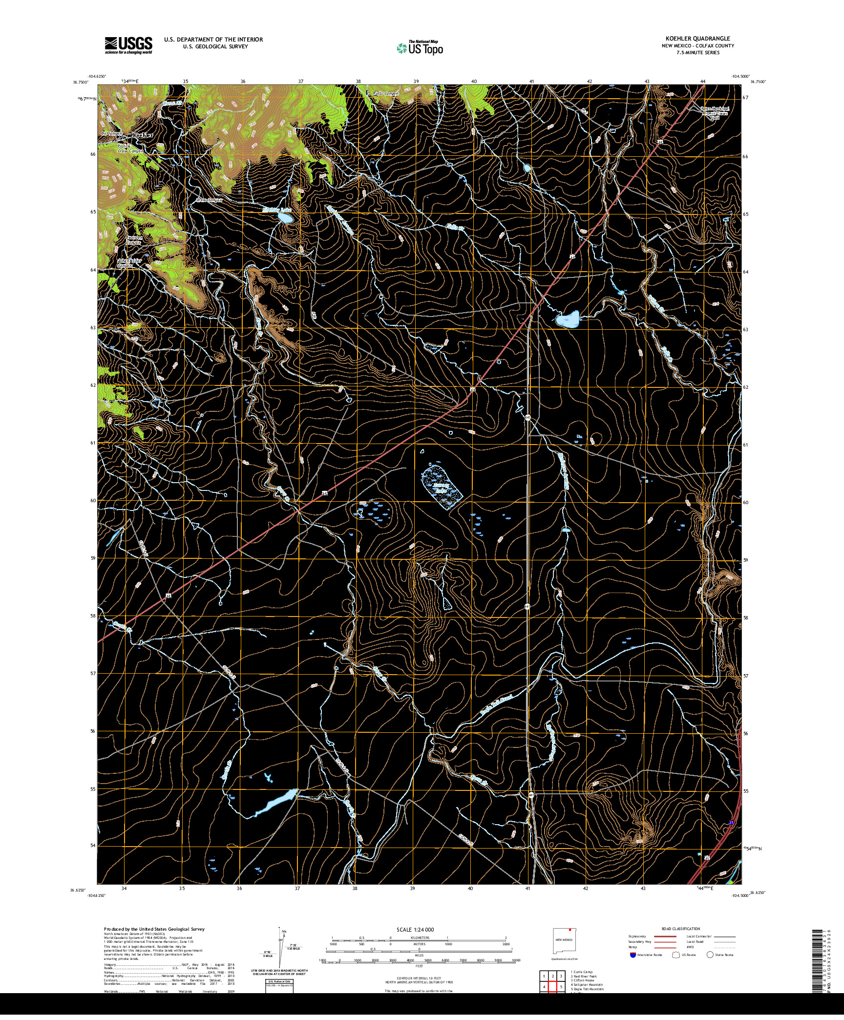 USGS US TOPO 7.5-MINUTE MAP FOR KOEHLER, NM 2020