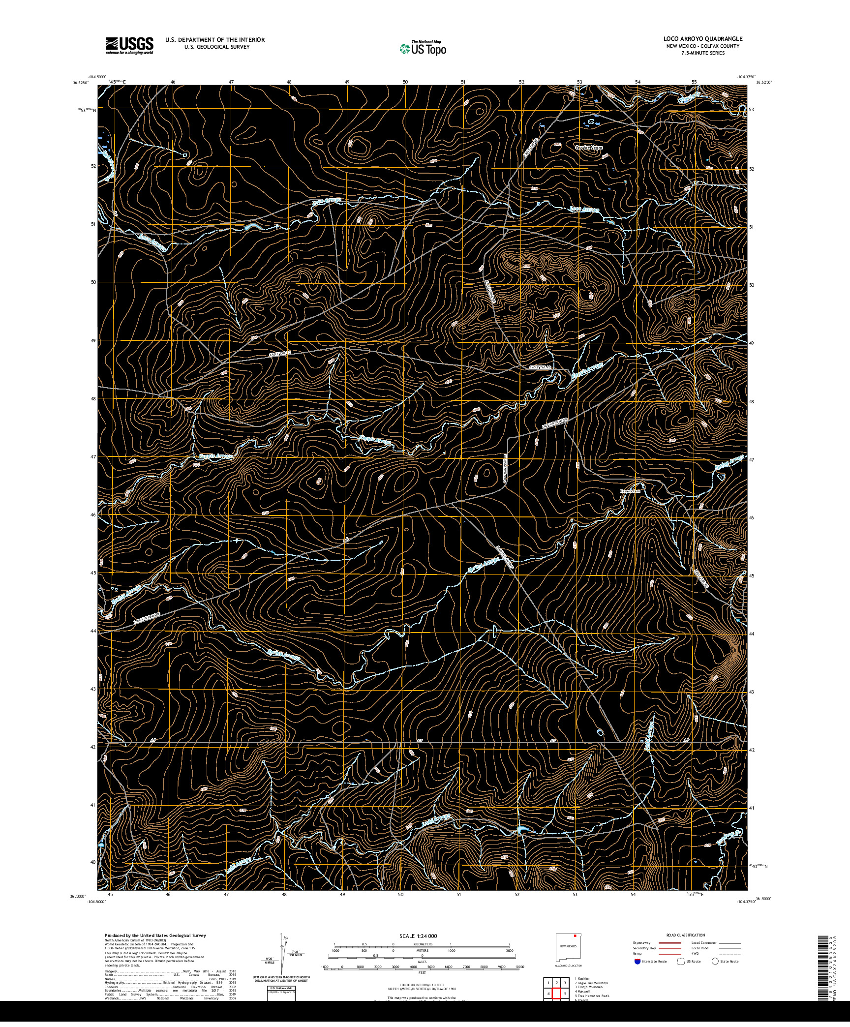 USGS US TOPO 7.5-MINUTE MAP FOR LOCO ARROYO, NM 2020