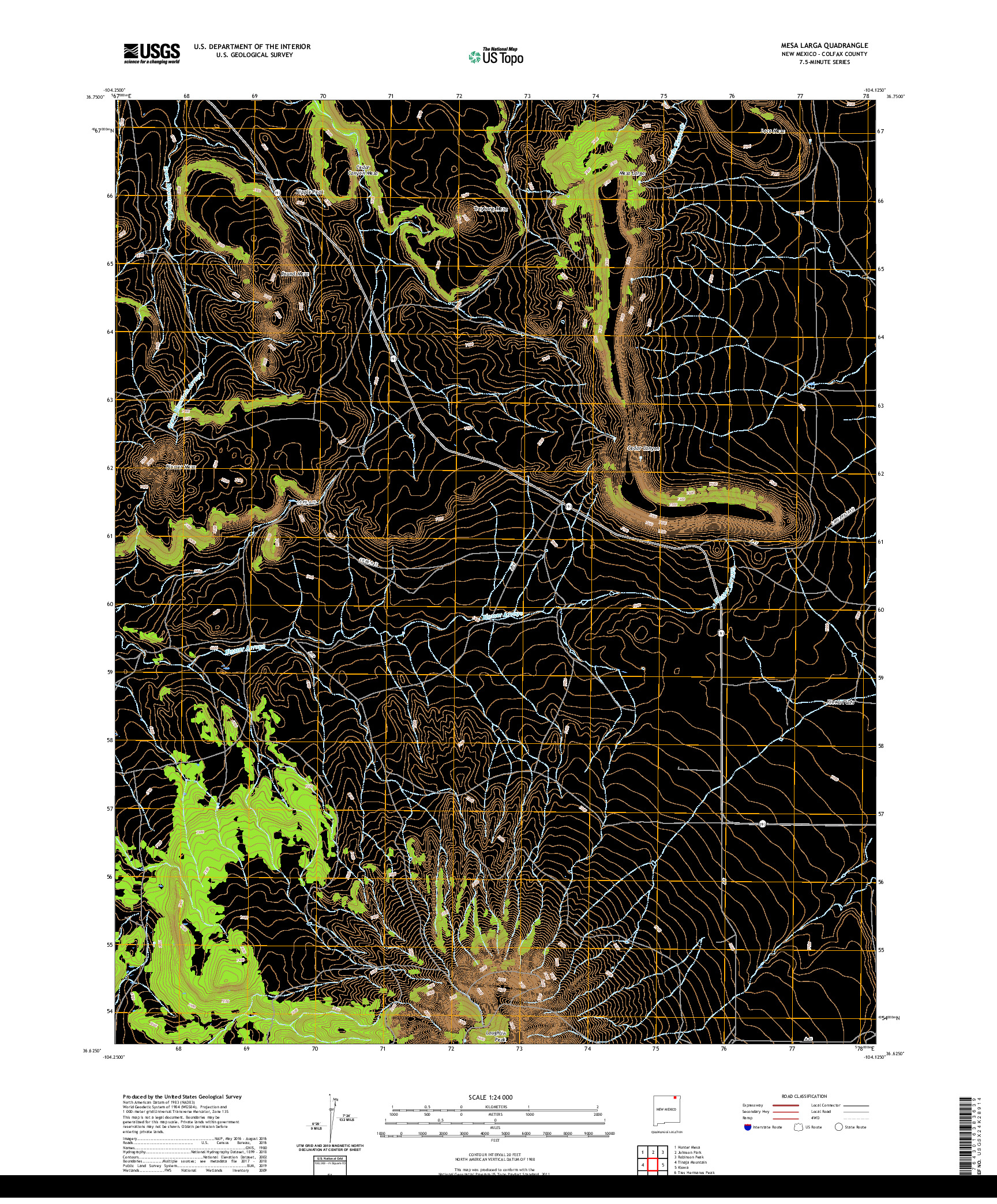 USGS US TOPO 7.5-MINUTE MAP FOR MESA LARGA, NM 2020
