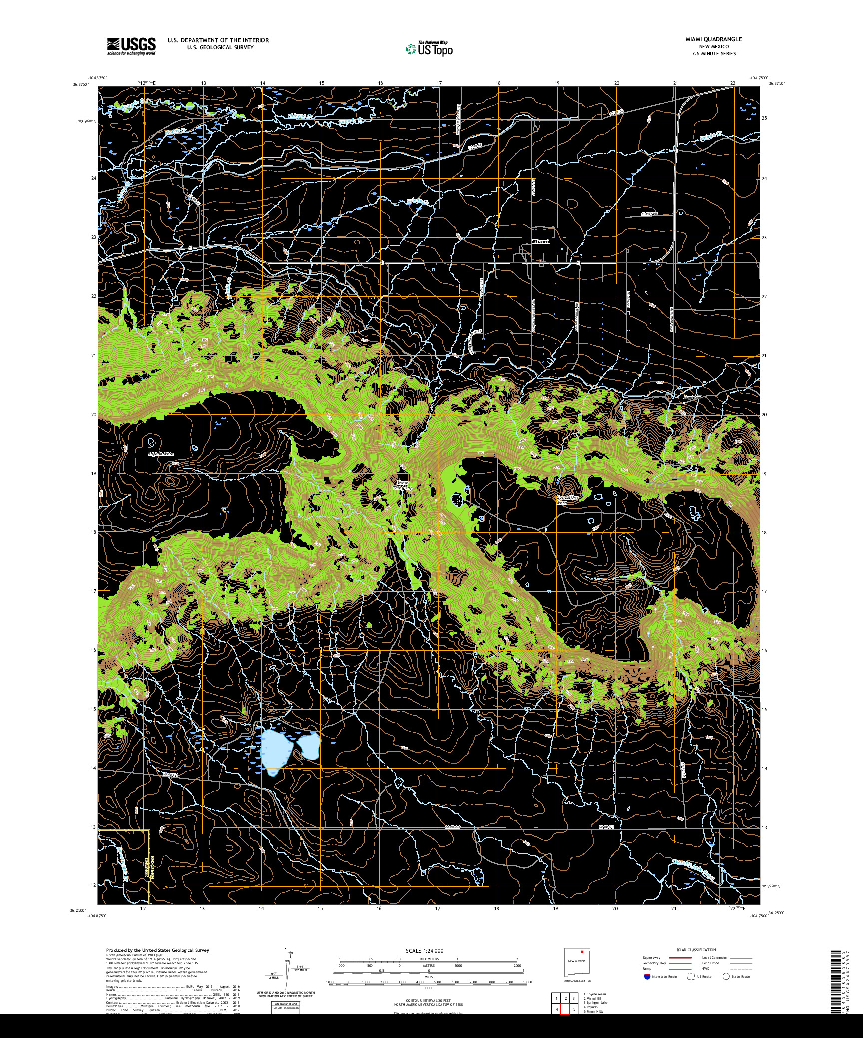 USGS US TOPO 7.5-MINUTE MAP FOR MIAMI, NM 2020