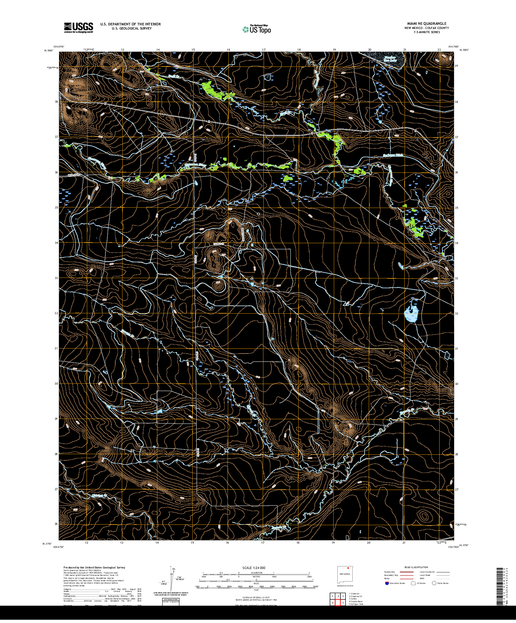USGS US TOPO 7.5-MINUTE MAP FOR MIAMI NE, NM 2020