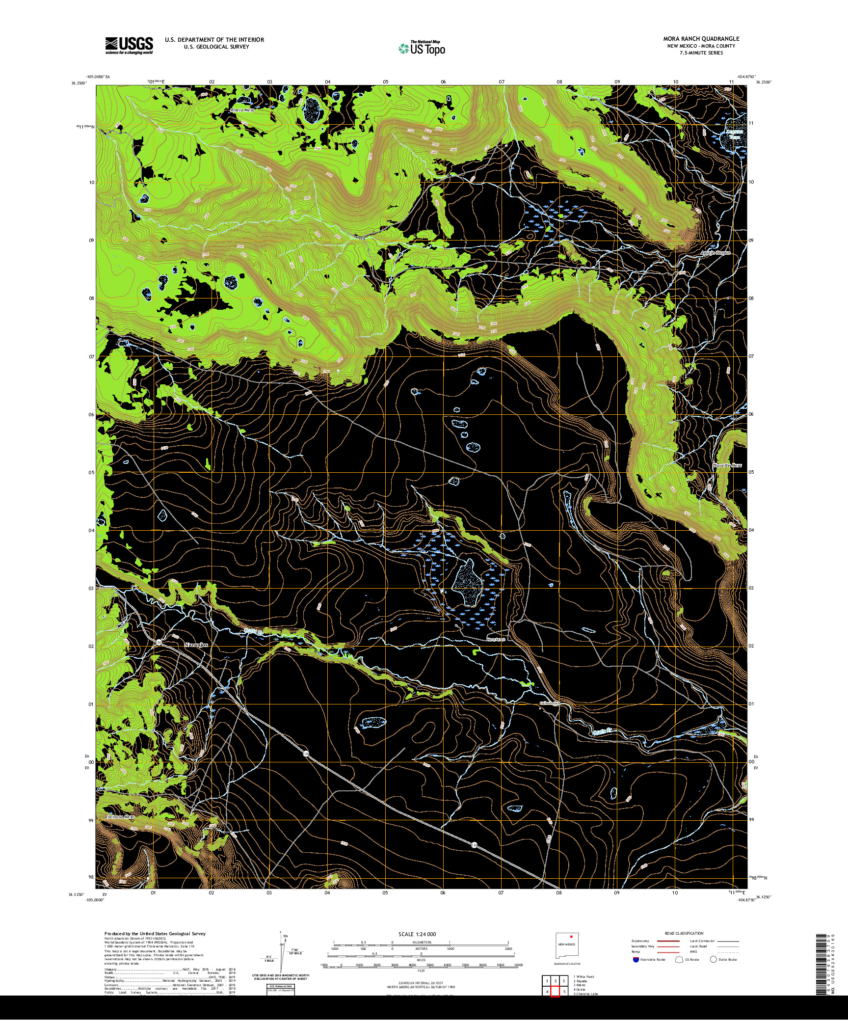 USGS US TOPO 7.5-MINUTE MAP FOR MORA RANCH, NM 2020