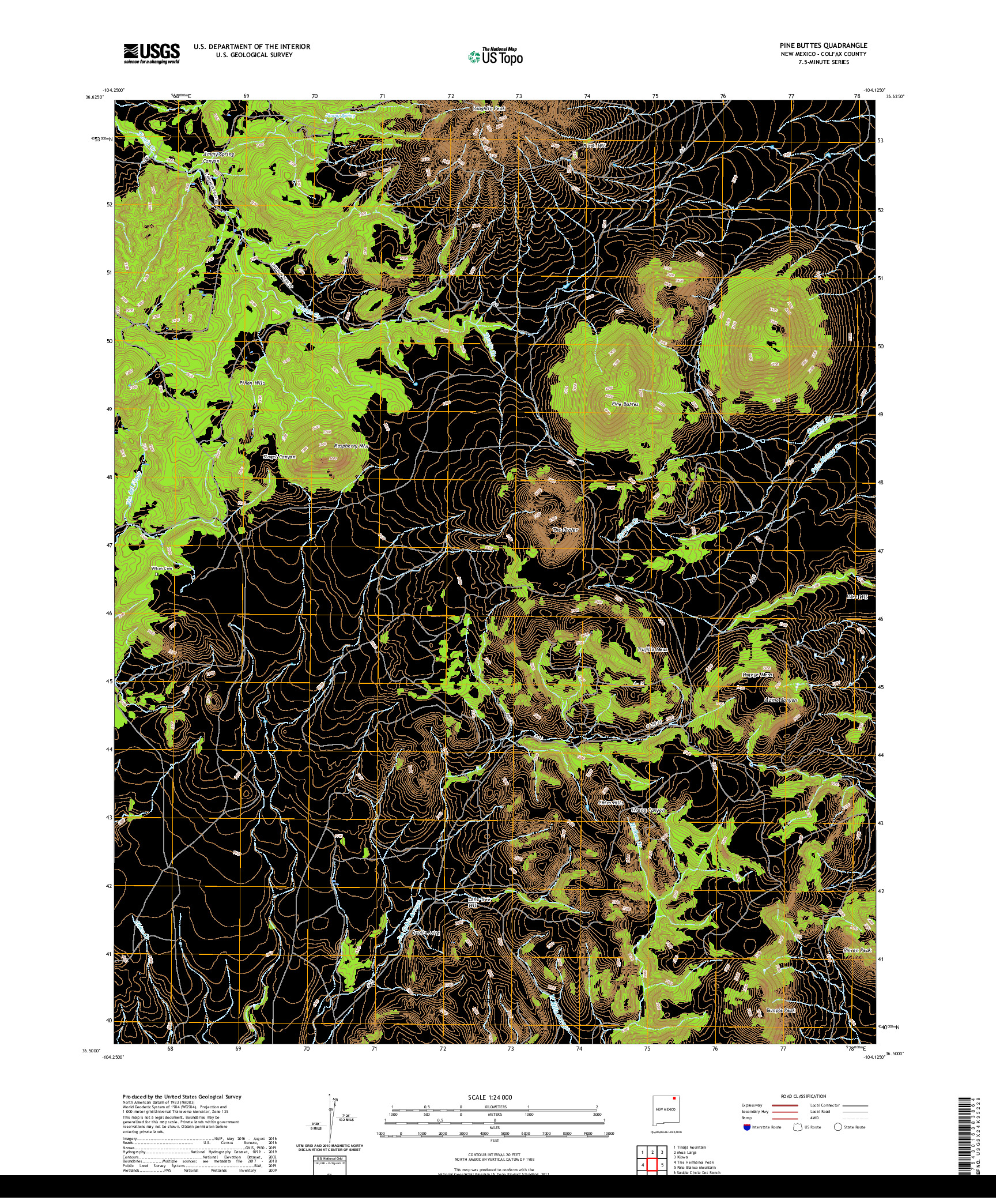 USGS US TOPO 7.5-MINUTE MAP FOR PINE BUTTES, NM 2020