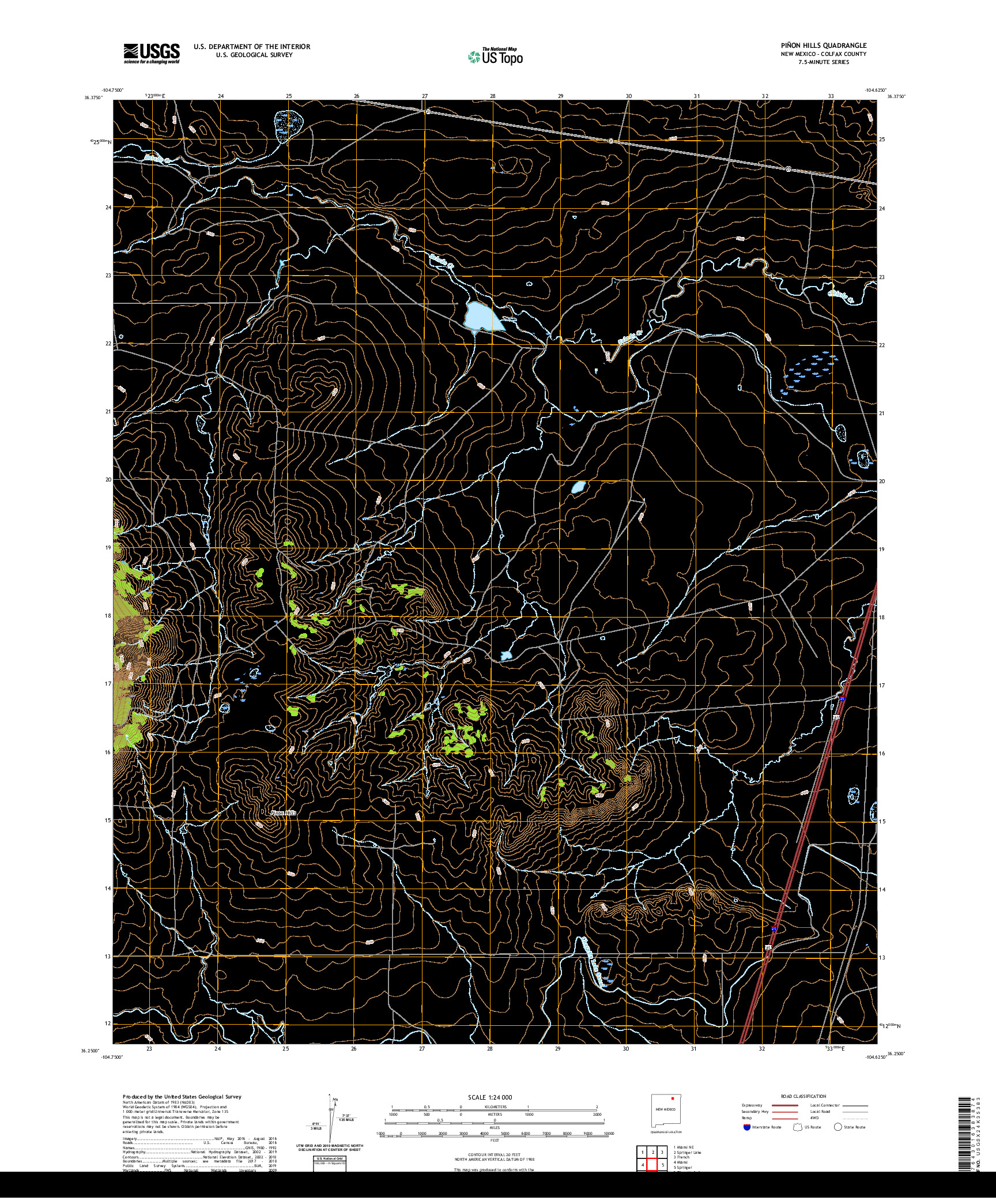 USGS US TOPO 7.5-MINUTE MAP FOR PINON HILLS, NM 2020