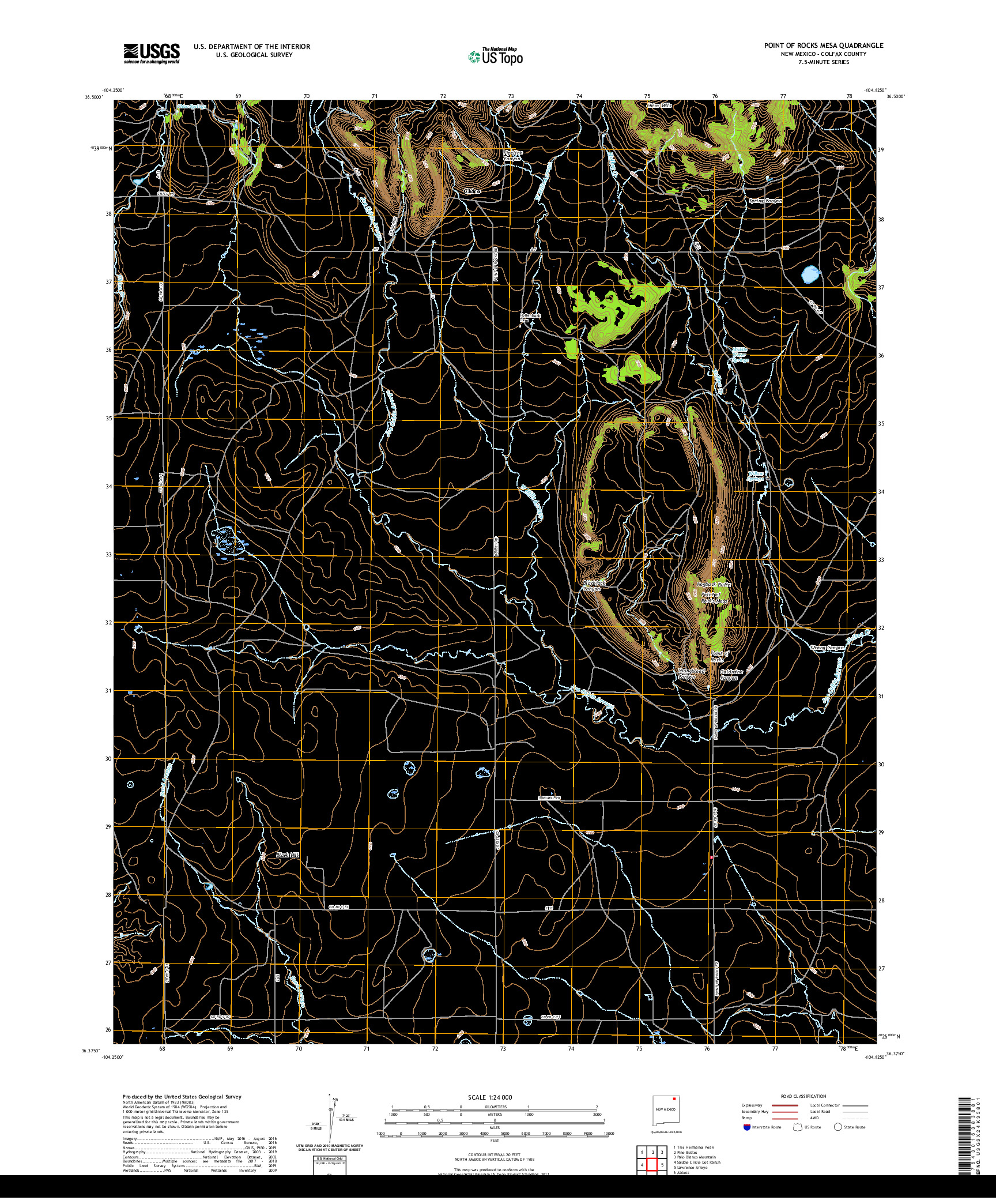 USGS US TOPO 7.5-MINUTE MAP FOR POINT OF ROCKS MESA, NM 2020