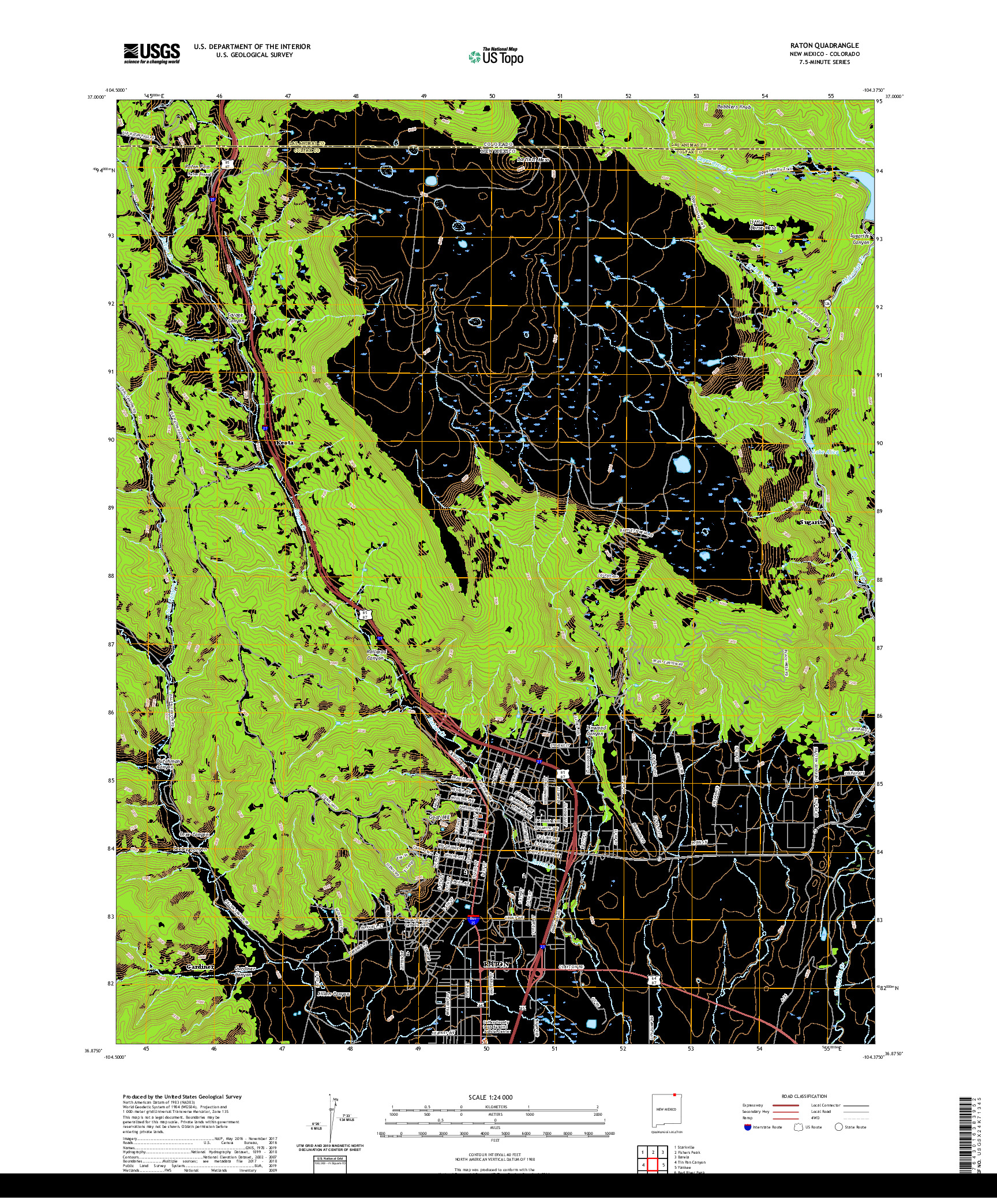 USGS US TOPO 7.5-MINUTE MAP FOR RATON, NM,CO 2020