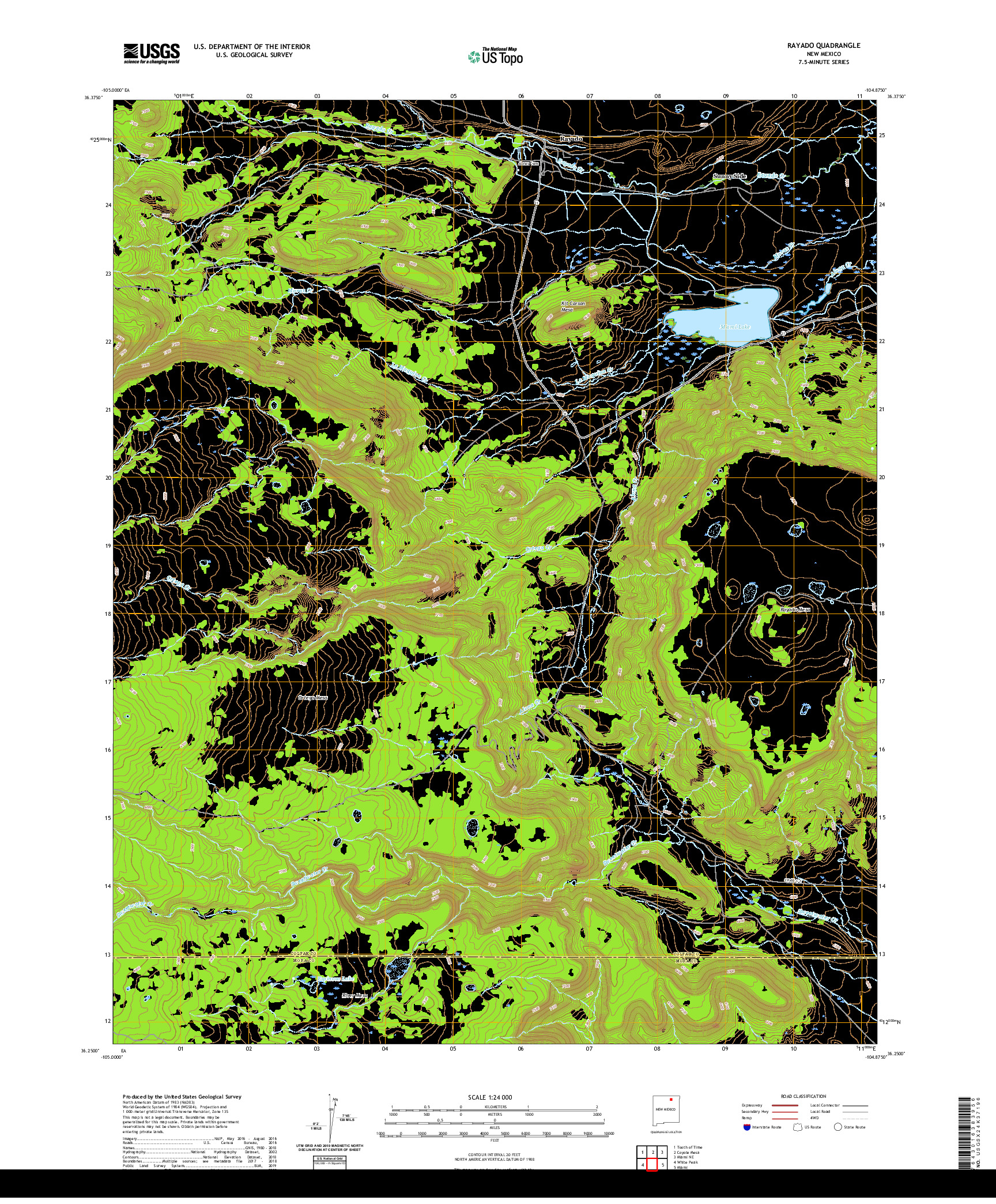 USGS US TOPO 7.5-MINUTE MAP FOR RAYADO, NM 2020