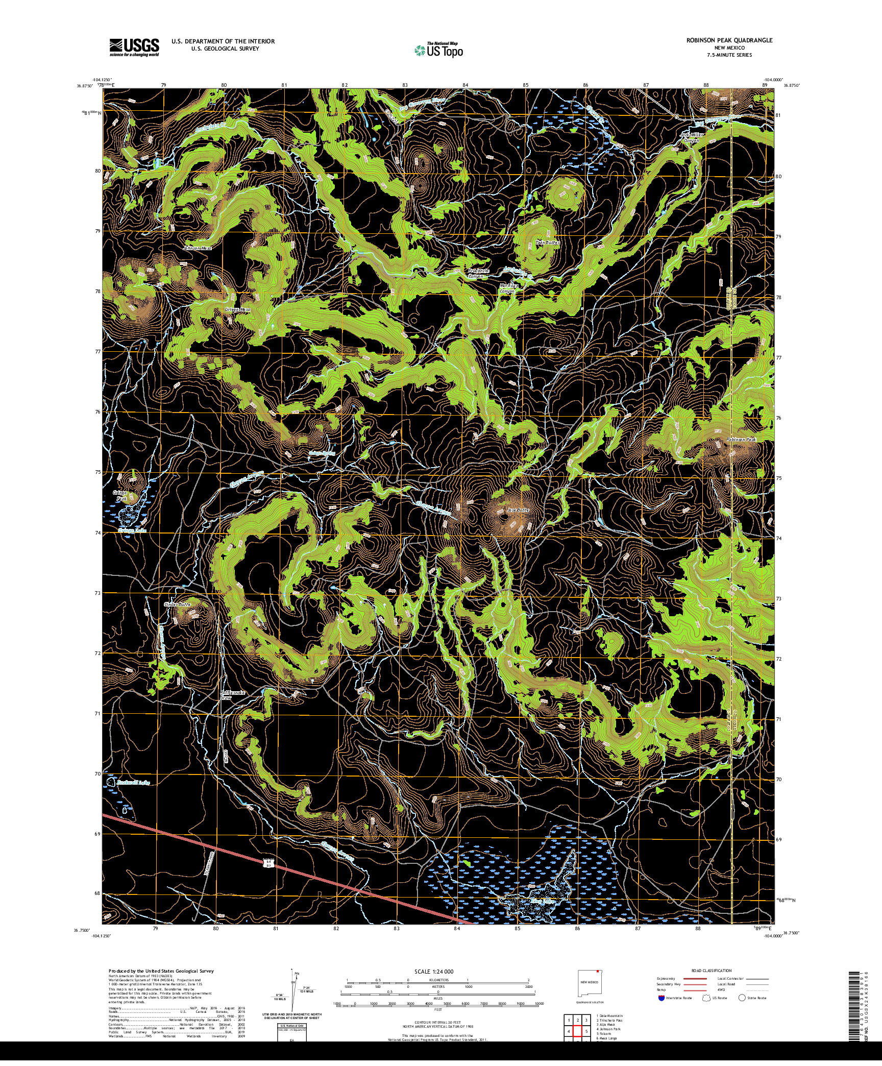 USGS US TOPO 7.5-MINUTE MAP FOR ROBINSON PEAK, NM 2020