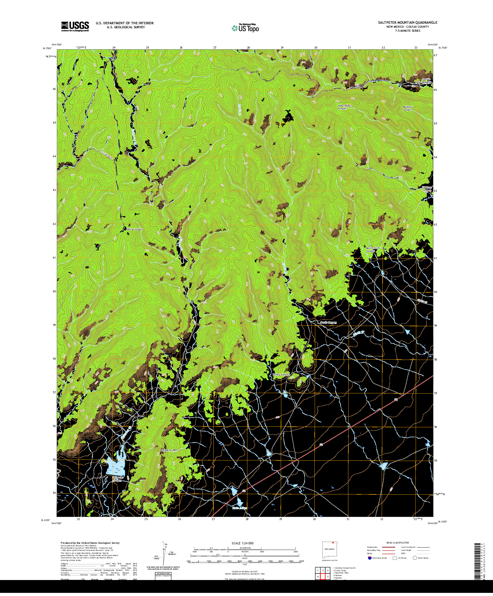 USGS US TOPO 7.5-MINUTE MAP FOR SALTPETER MOUNTAIN, NM 2020