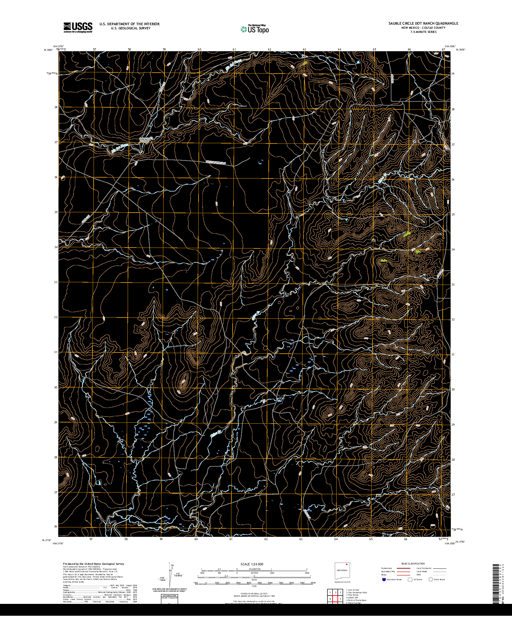 USGS US TOPO 7.5-MINUTE MAP FOR SAUBLE CIRCLE DOT RANCH, NM 2020