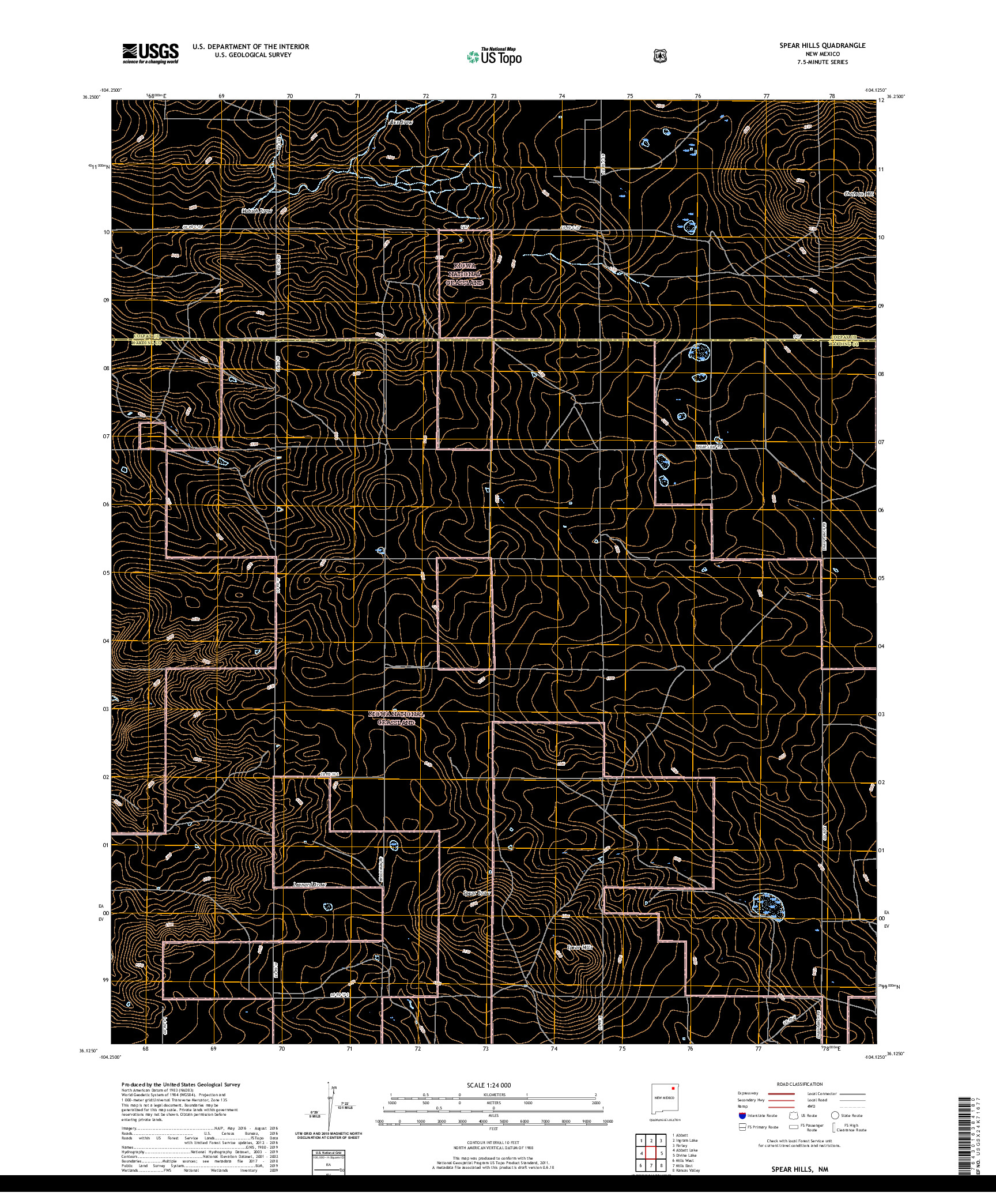 USGS US TOPO 7.5-MINUTE MAP FOR SPEAR HILLS, NM 2020