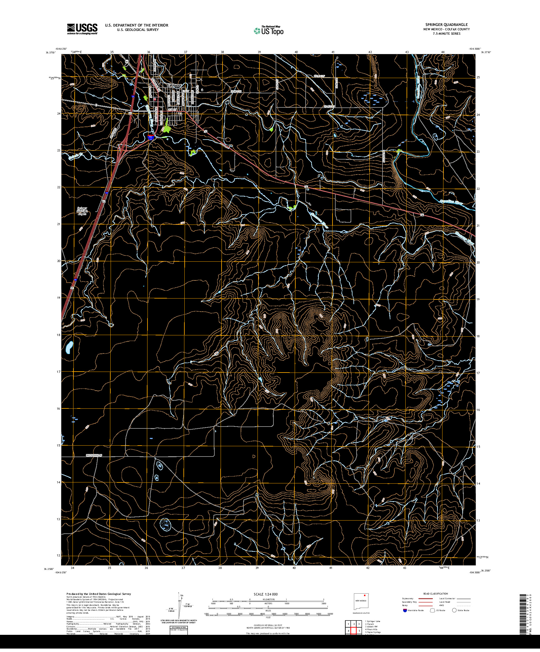 USGS US TOPO 7.5-MINUTE MAP FOR SPRINGER, NM 2020