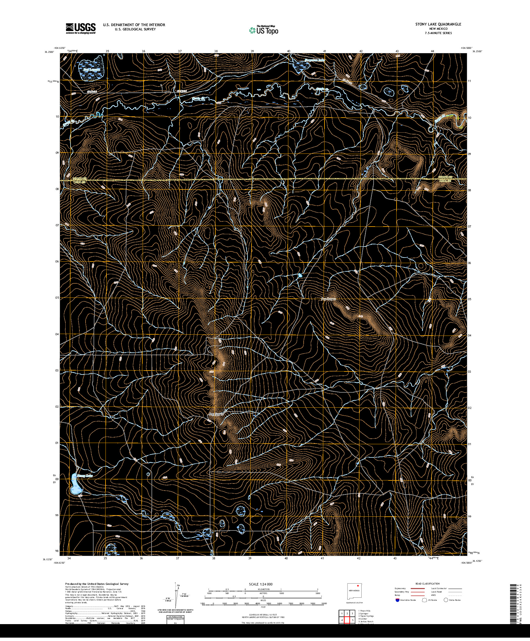 USGS US TOPO 7.5-MINUTE MAP FOR STONY LAKE, NM 2020